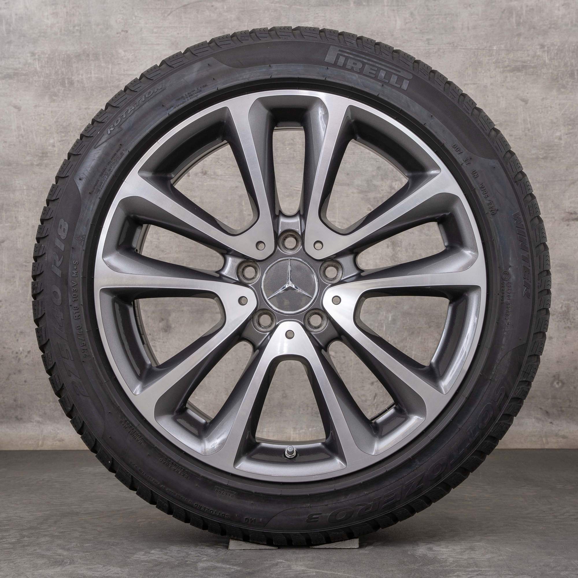 Original Mercedes Benz E-Klasse Winterräder 18 Zoll W213 S213 C238 A238 Felgen A2134011600 A2134010400 himalaya grey glanzgedreht