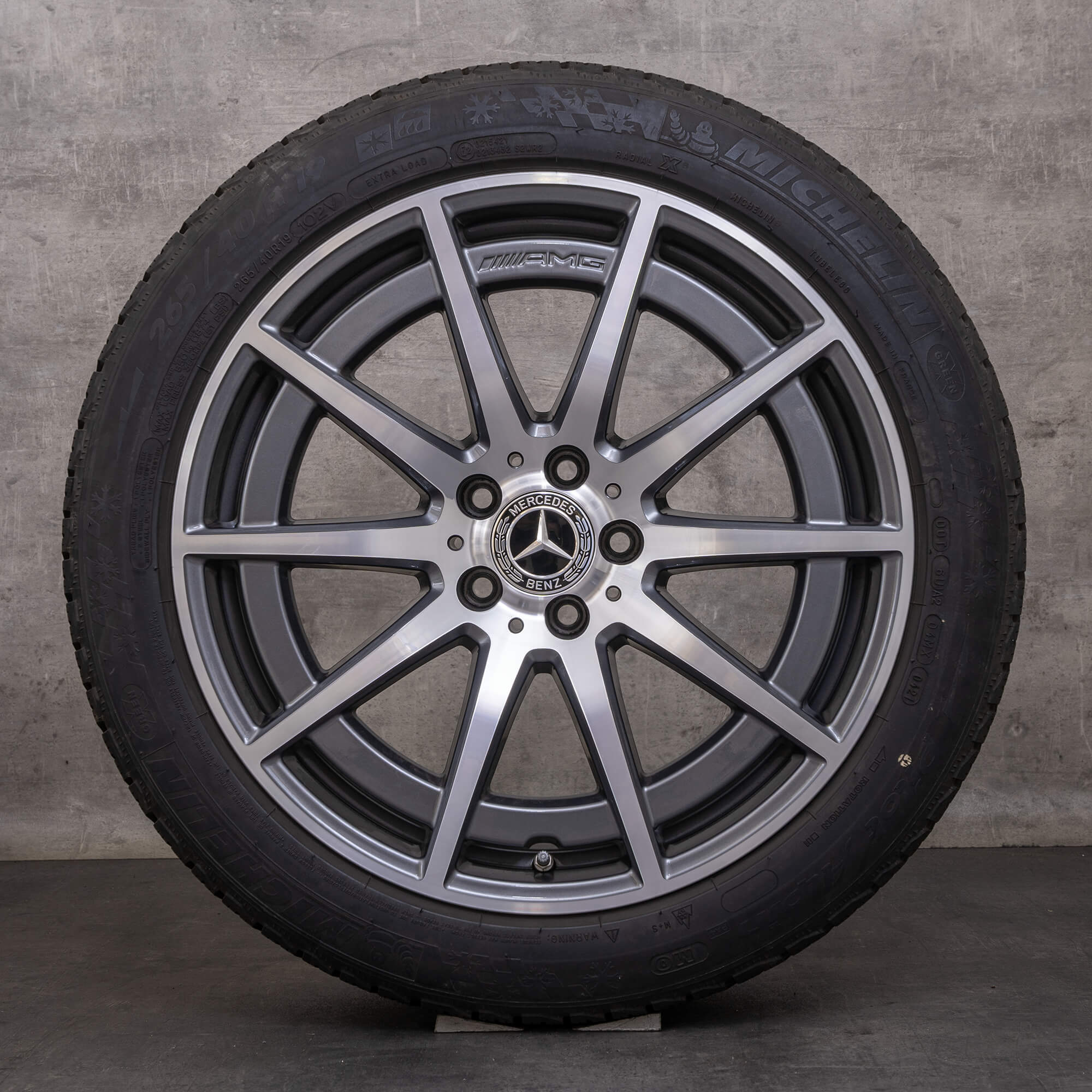 Oryginał Mercedes Benz Klasa E AMG E63 & S koła zimowe 19 cali W213 S213 felgi A2134016900 A2134017000 himalaya szary Polerowane