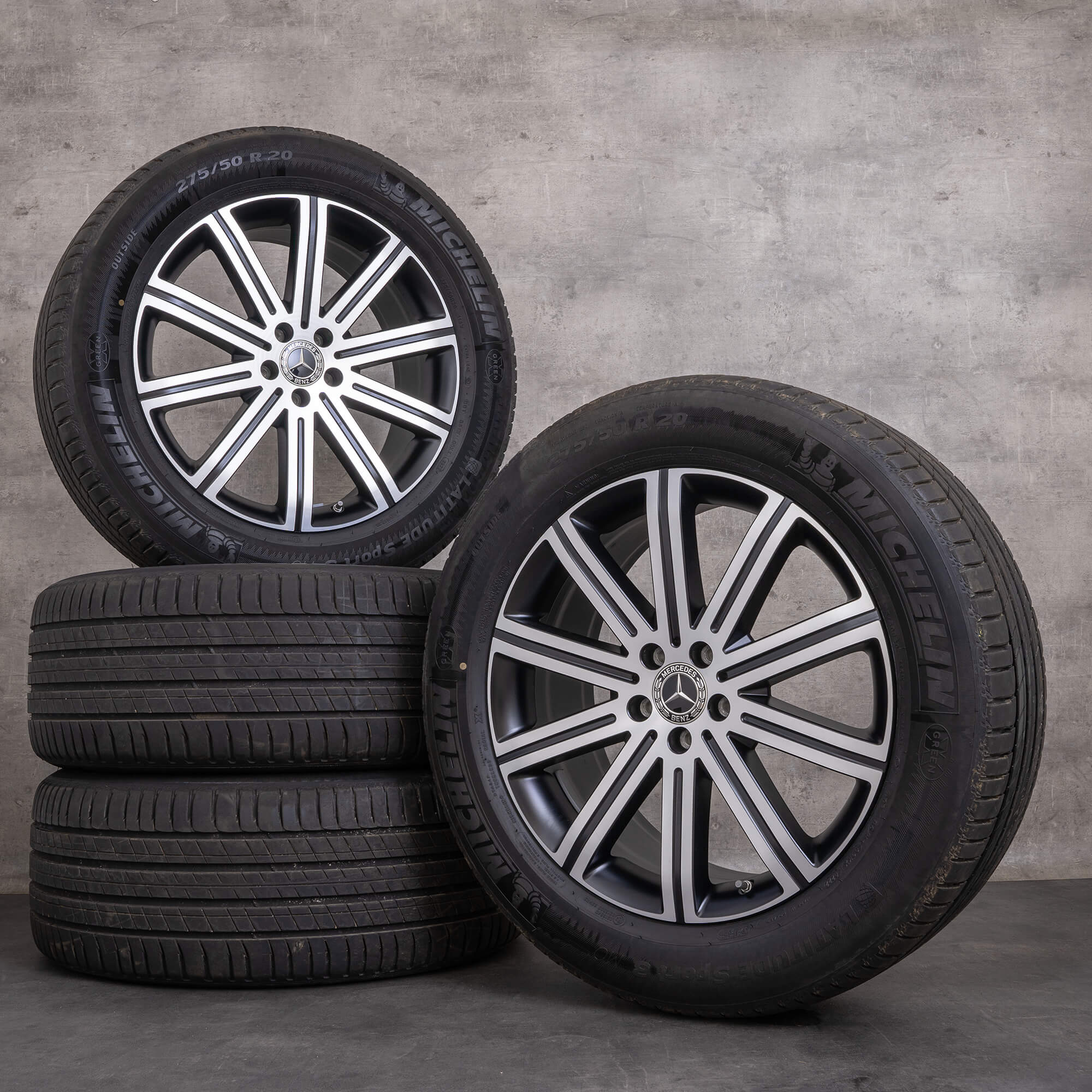 Originale Mercedes Benz GLE fælge 20 tommer C167 X167 sommerhjul A1674016600 A1674016700 sort mat blank drejet