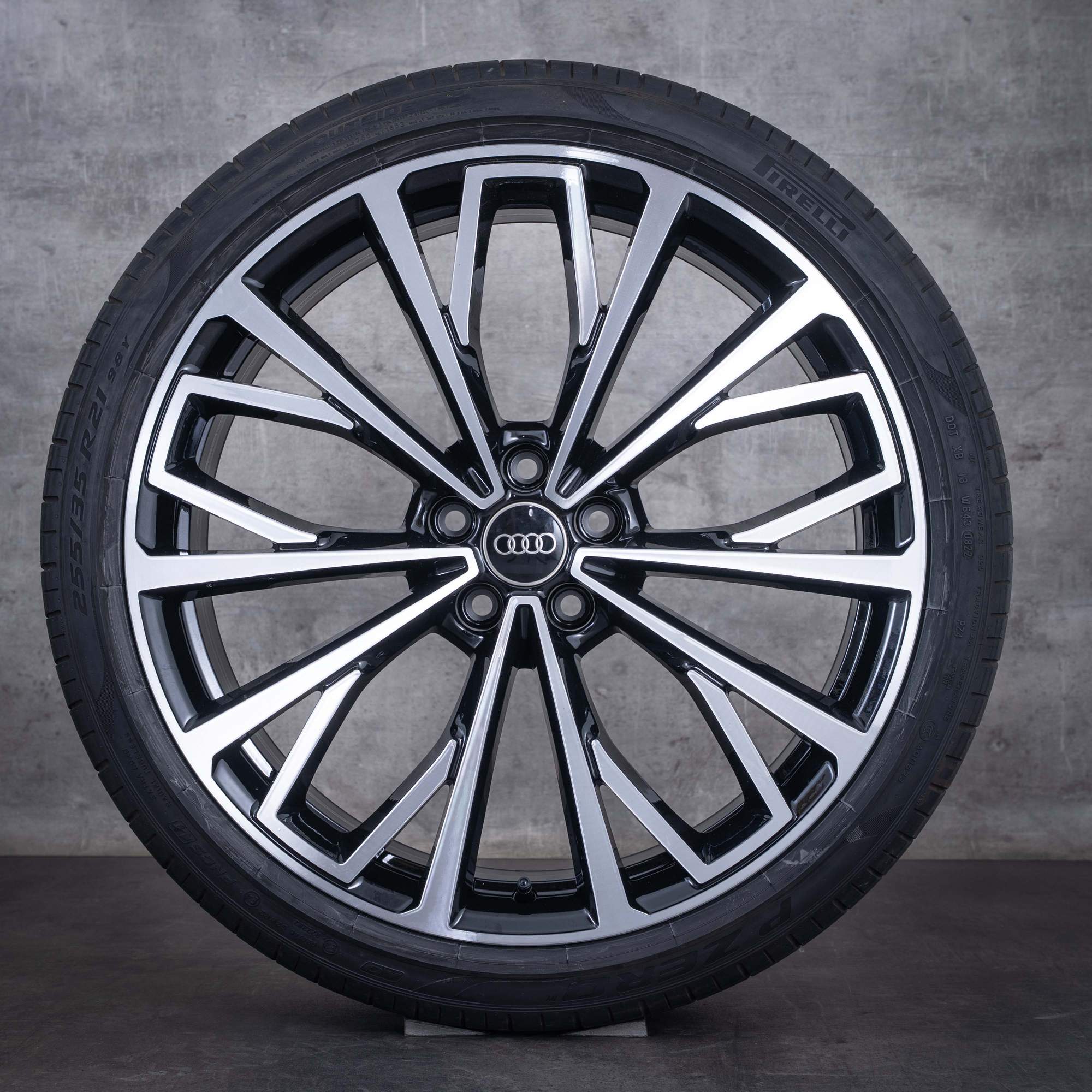 Cerchi originali Audi A6 S6 da 21 pollici 4K C8 ruote estive 4K0601025AQ neri parte anteriore diamantata