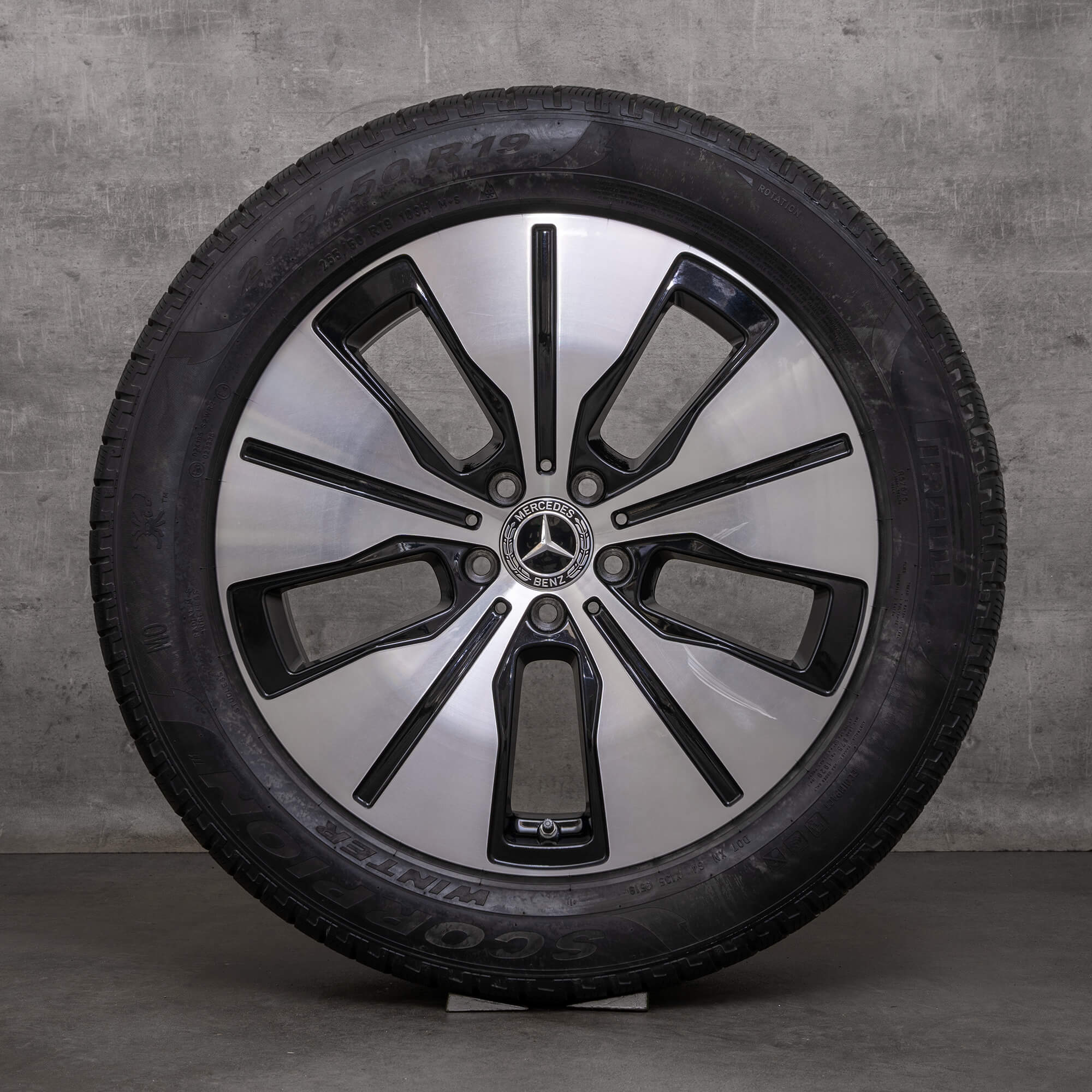 Oryginalał Mercedes Benz EQC koła zimowe 19 cali N293 felgi A2934011200 A2934010100 czarne Polerowane