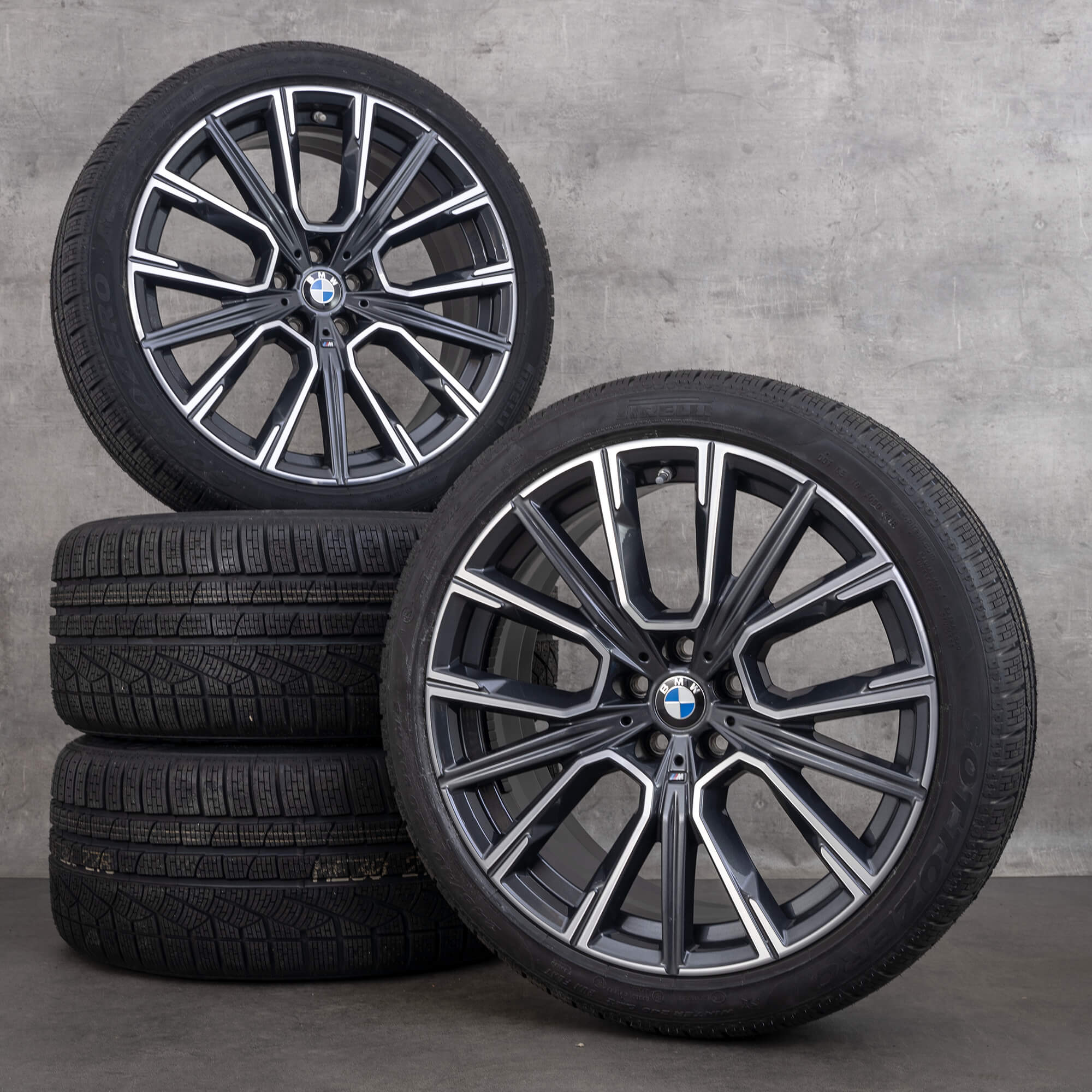 Jantes e pneus inverno originais BMW Série 6 7 20 polegadas G11 G12 G32 jantes 817 M 8090096 8090097 orbit grey glossy turned