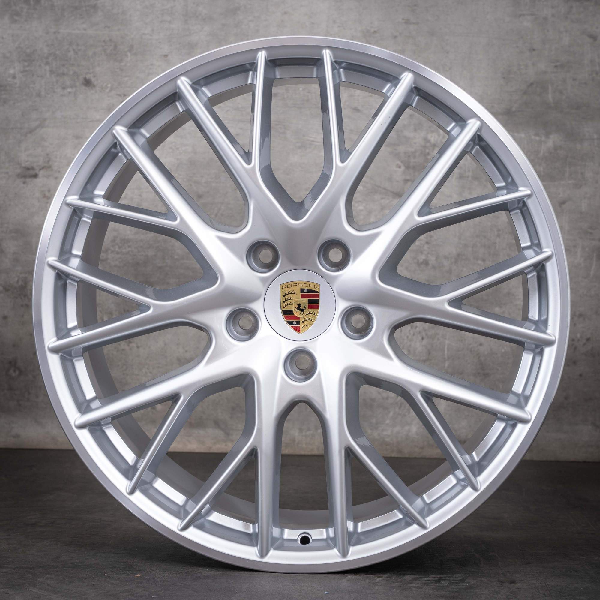 Originale Porsche Panamera 971-fælge, 21 tommer, 971601025D, 971601025K, sølv, diamond cut, NYE