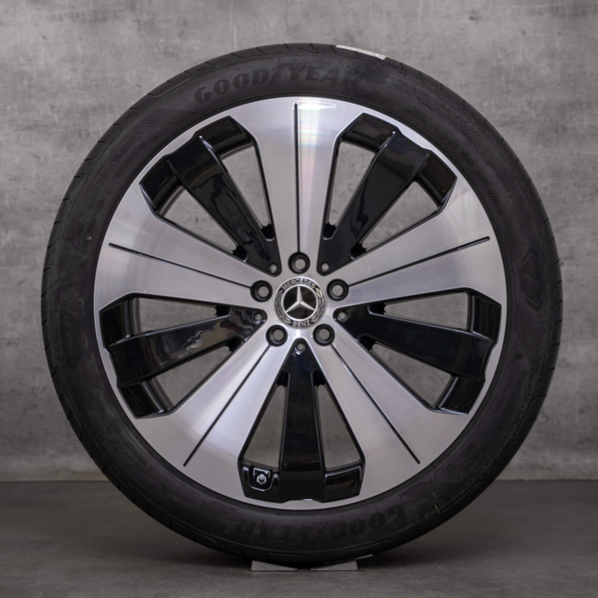 Alkuperäiset Mercedes Benz EQE vanteet 21 tuuman X294 kesäpyörät A2974011000 musta kiillotettu sorvattu