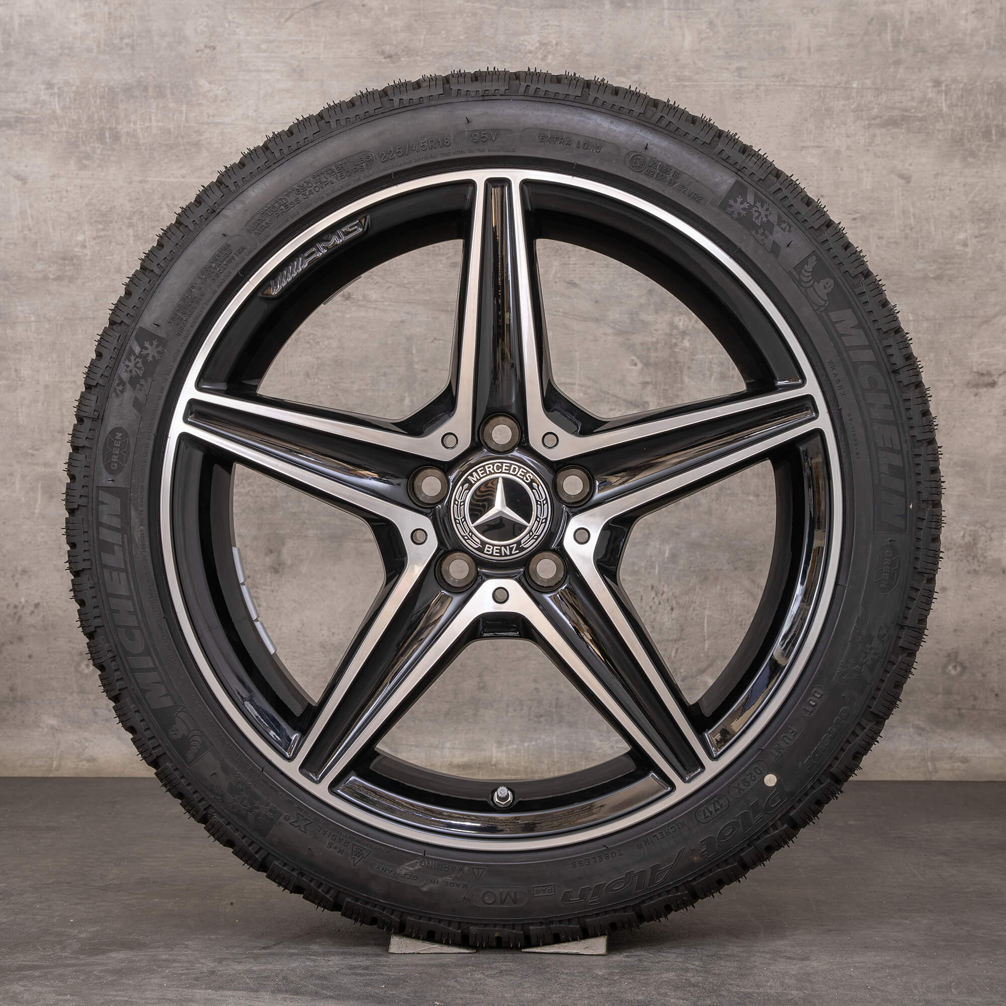 Alkuperäiset Mercedes Benz C-sarjan AMG C43 C450 Sport talvirenkaat 18 tuuman W205 S205 C205 A205 vanteet A2054014800 A2054011100 musta kiillotettu käännetty