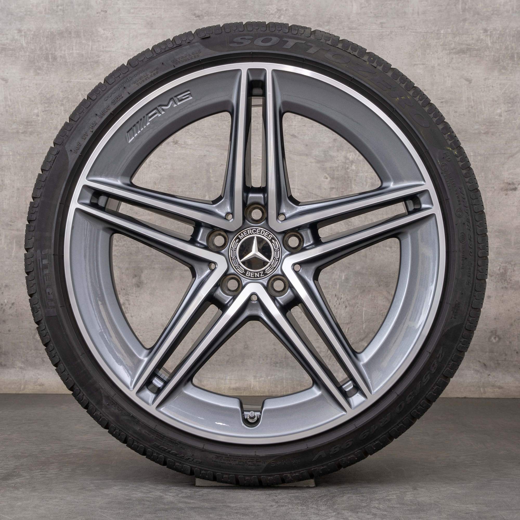 Originale Mercedes Benz C-Class C63 & S AMG Anvelope de iarnă 19 inch C205 A205 jante A2054012001 A20540121 himalaya grey Lucios
