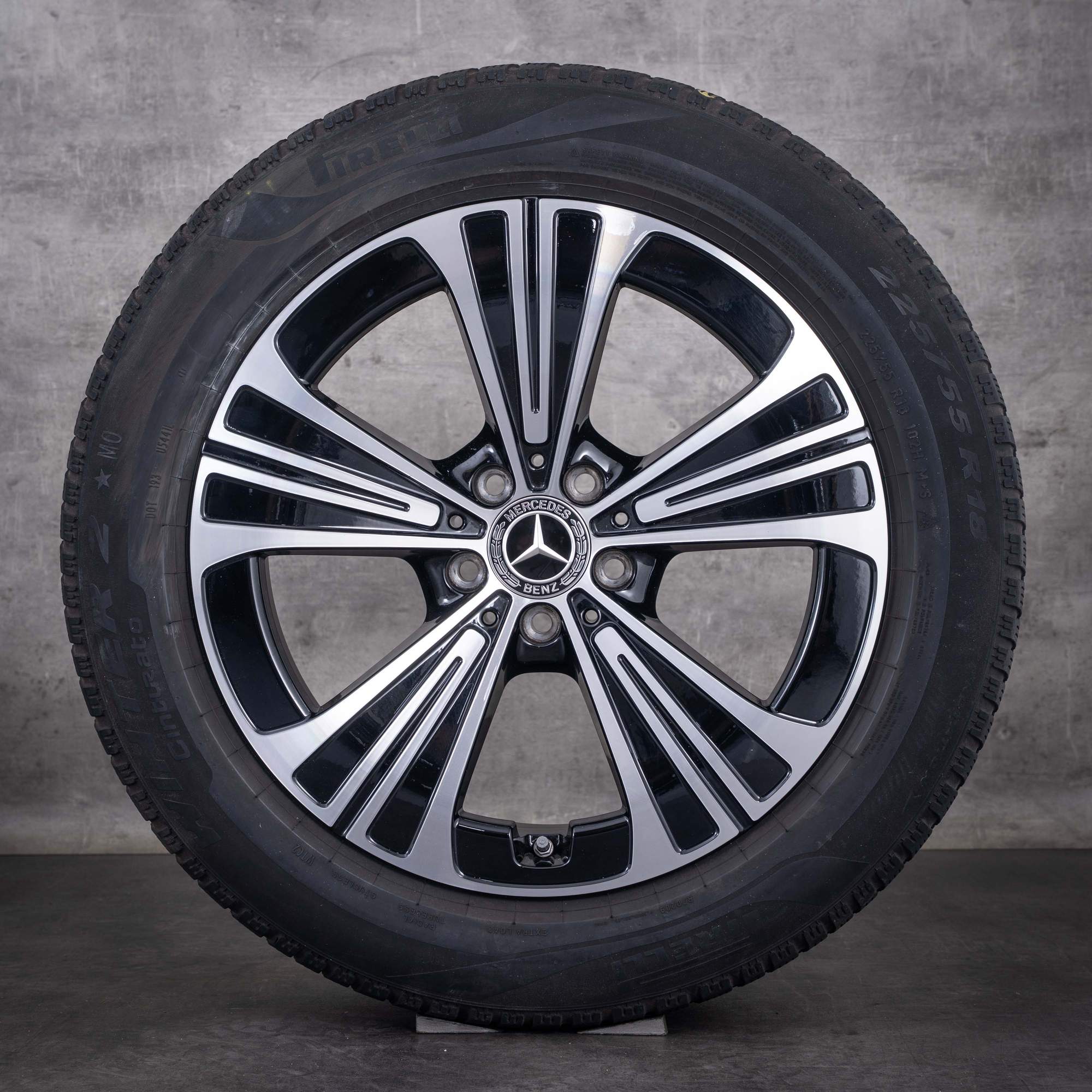 Originale Mercedes-Benz E-klasse vinterhjul 18 tommer W214 S214 fælge A2144012200 sort diamond cut
