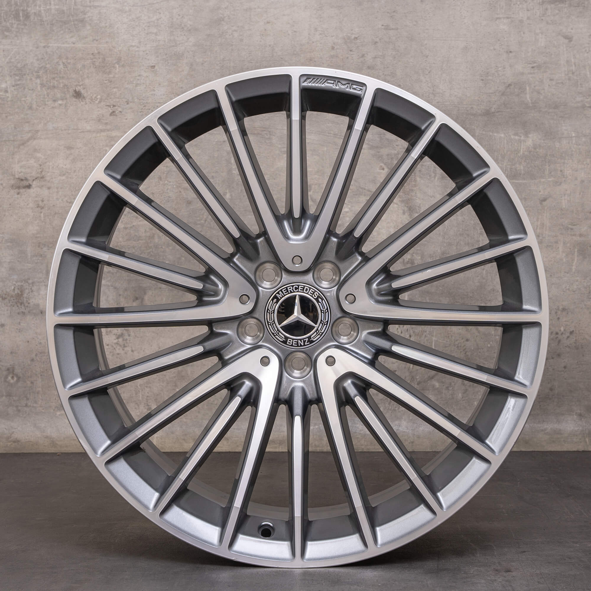 Original Mercedes Benz AMG CLS 53 4Matic fälgar 20 tum C257 A2574014200 A2574014300 himalaya grå högblank svarvad