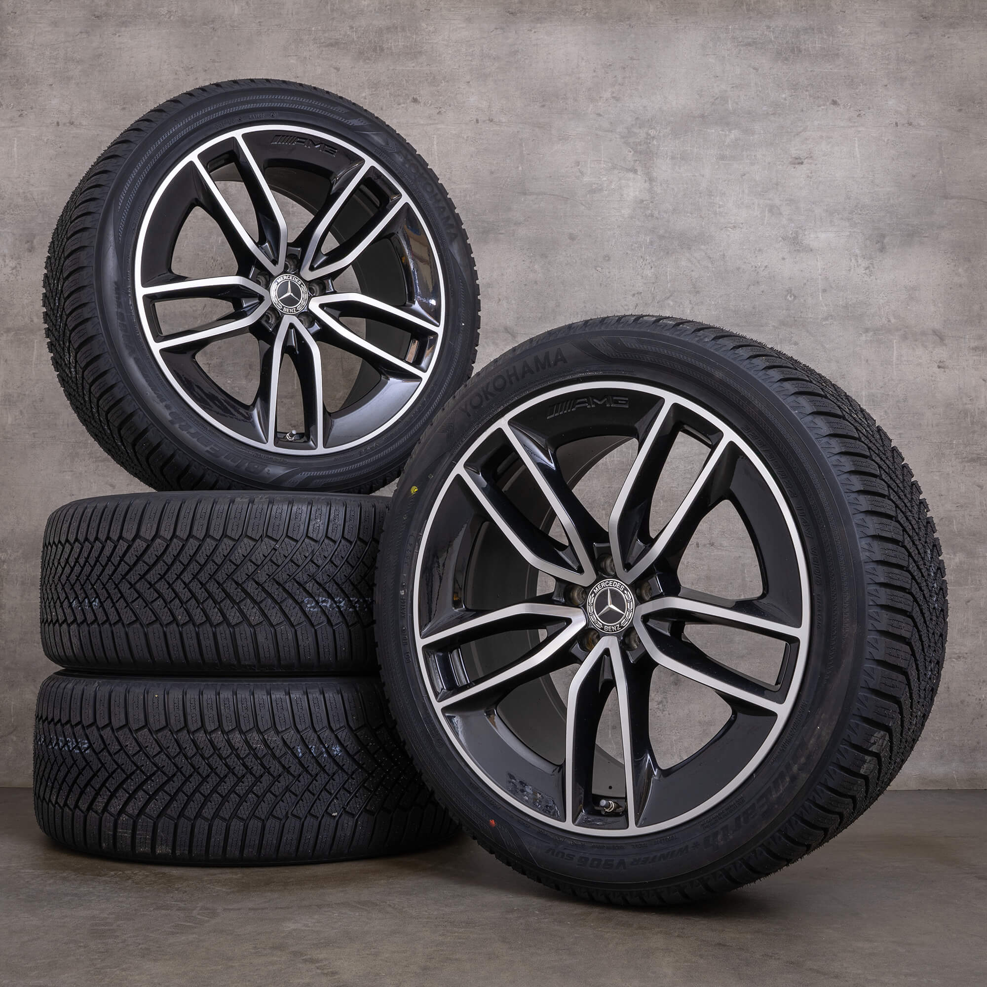 Jantes de inverno genuínas Mercedes Benz GLE AMG 22 polegadas W167 V167 jantes A1674013600 A1674013700 preto brilhante torneado