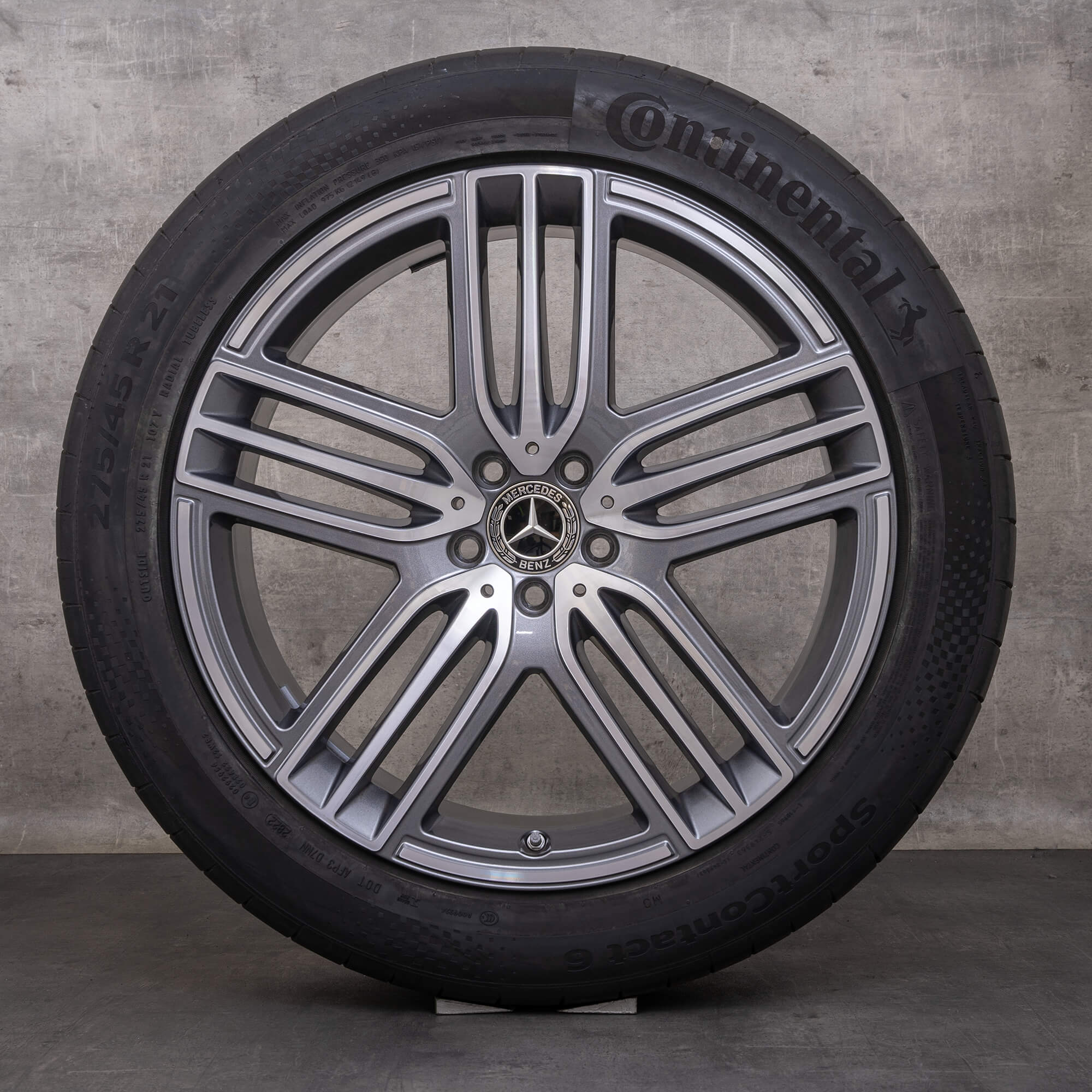 Orijinal Mercedes Benz GLS jantları 21 inç X167 yaz jant lastikleri A1674015100 A1674015300 himalaya gri parlak tornalanmış