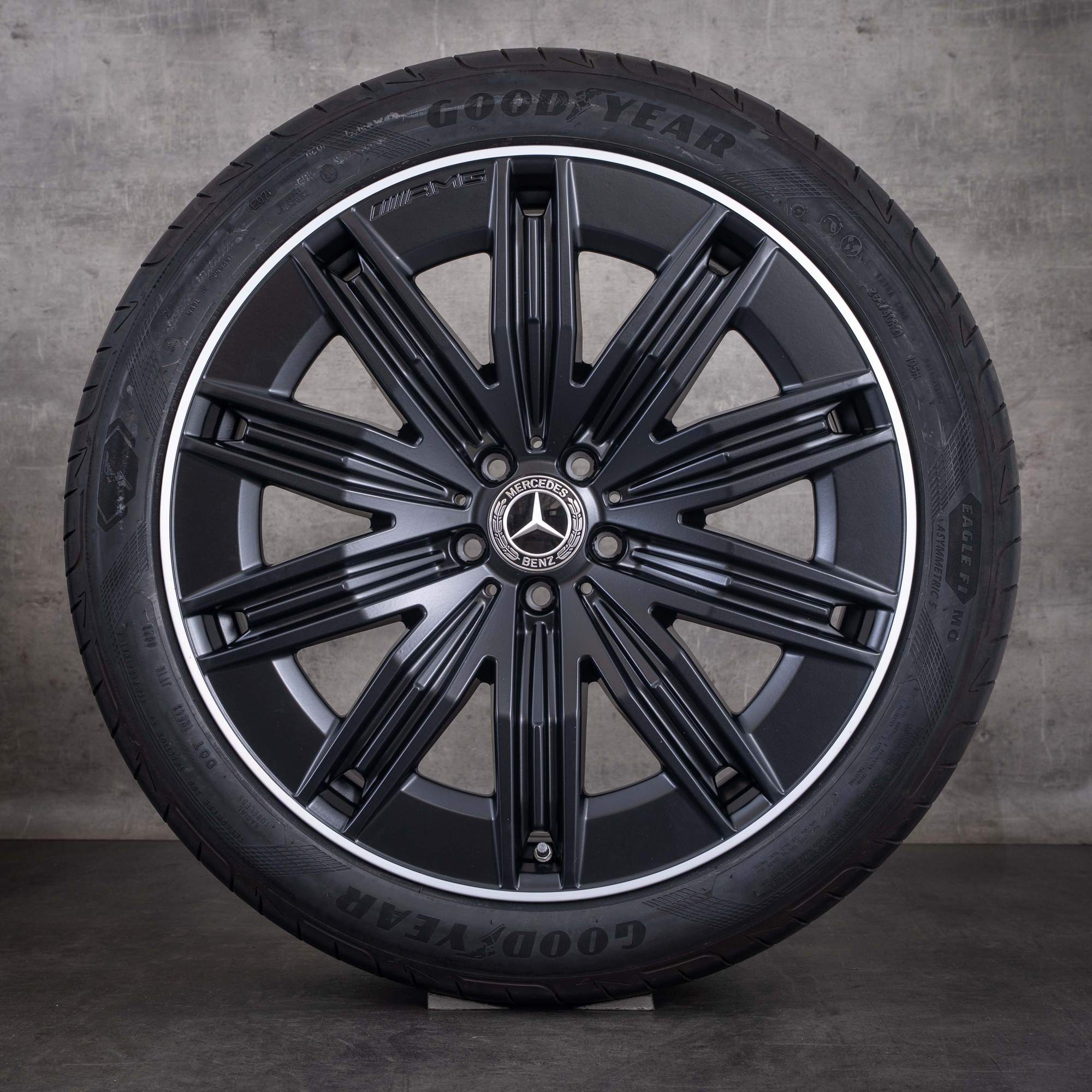 Original Mercedes Benz EQE AMG Felgen 21 Zoll SUV X294 Sommerräder A2944011200 schwarz matt rand glanzgedreht