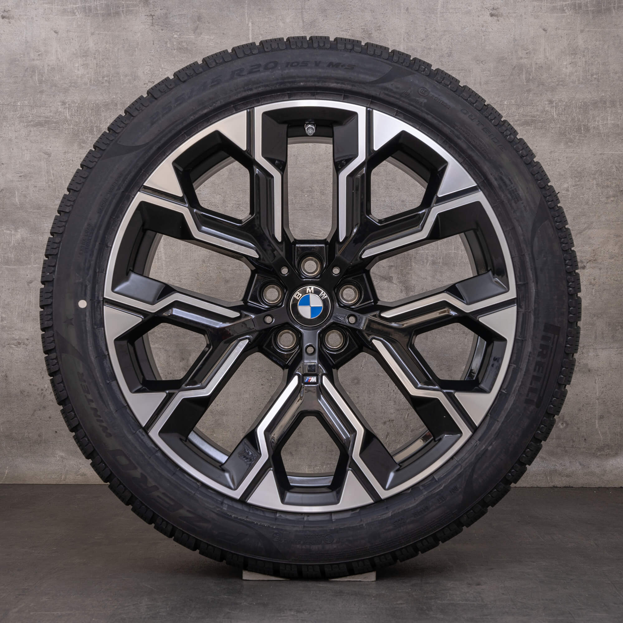 Jantes e pneus inverno originais BMW Série 7 i7 X3 de 20 polegadas G70 G45 jantes 5A6F112 5A6F113 Styling 1036 M jet black glossy virado NOVO