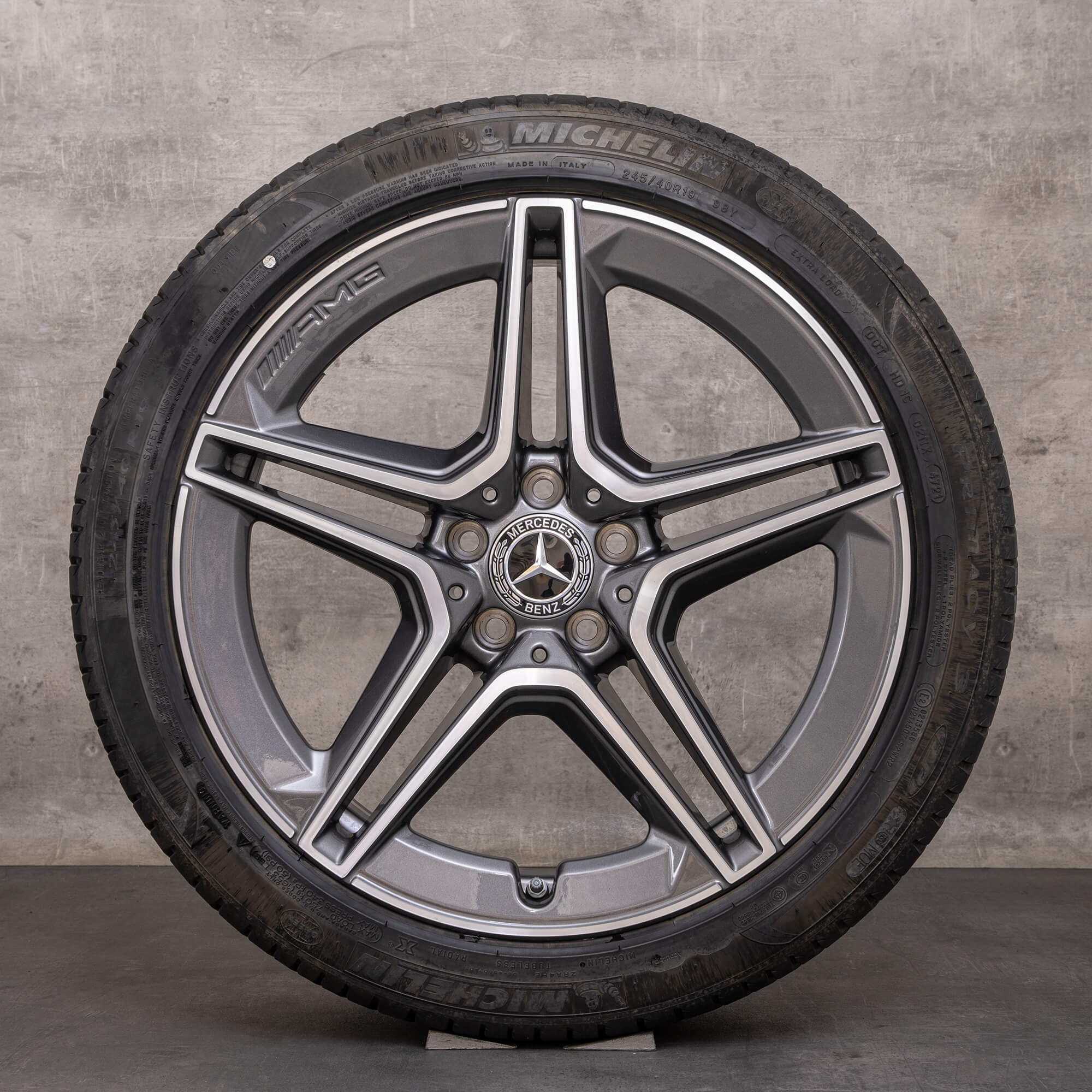 Orijinal Mercedes Benz AMG CLS jantlar 19 inç W257 C257 Sommerrder A2574011500 A2574011600 himalaya gri parlak tornalanmış