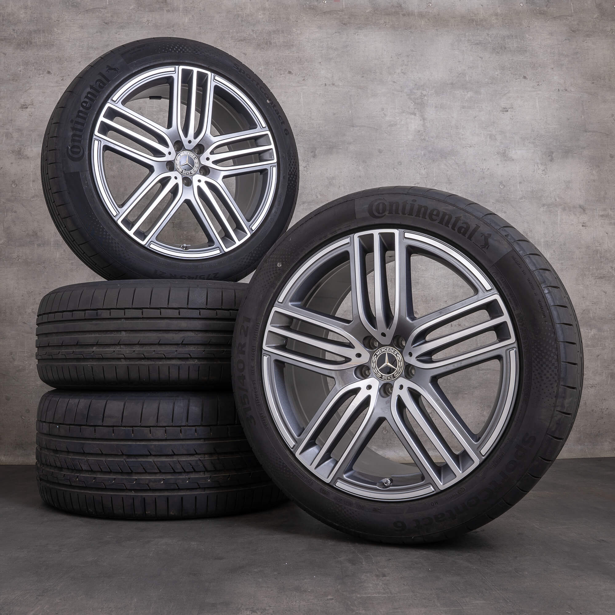 Originale Mercedes Benz GLS felger 21 tommers X167 sommerhjul A1674015100 A1674015300 himalaya grå blank dreid