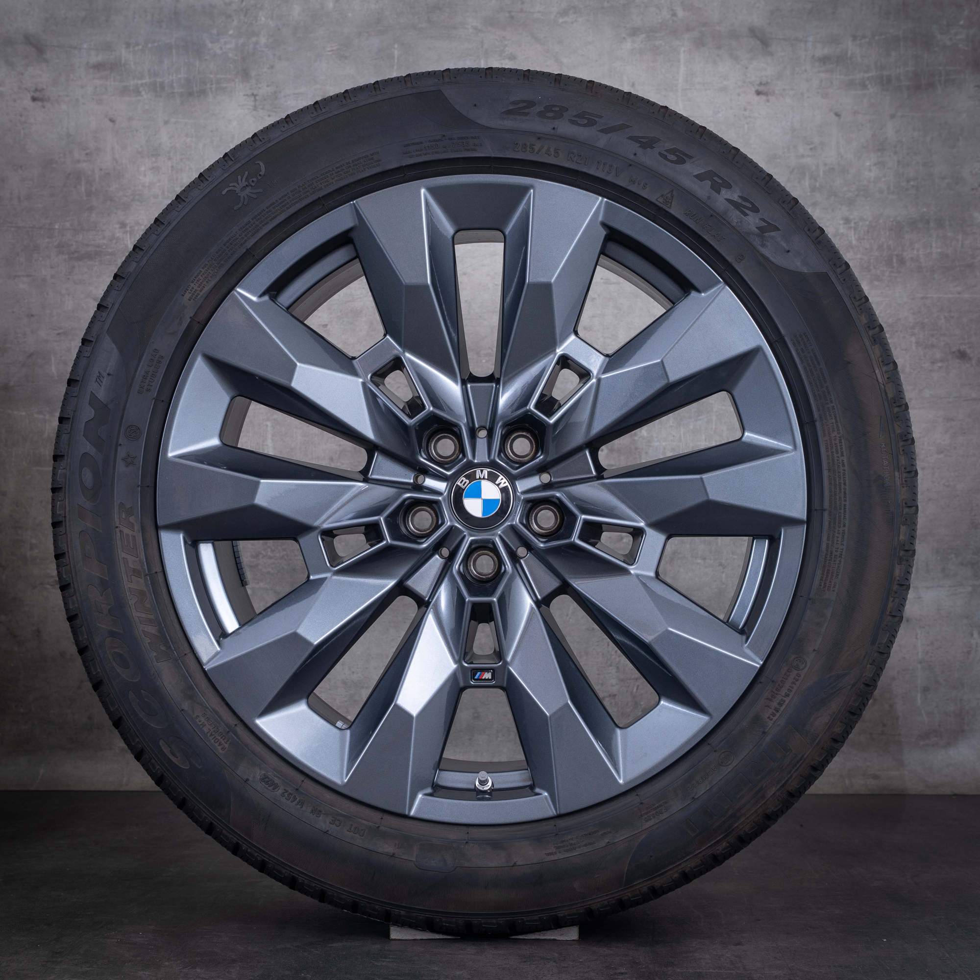 Originele BMW XM-velgen 21 inch G09 zomerbanden Styling 917 M 5A6DE91 gunmetal grey glanzend