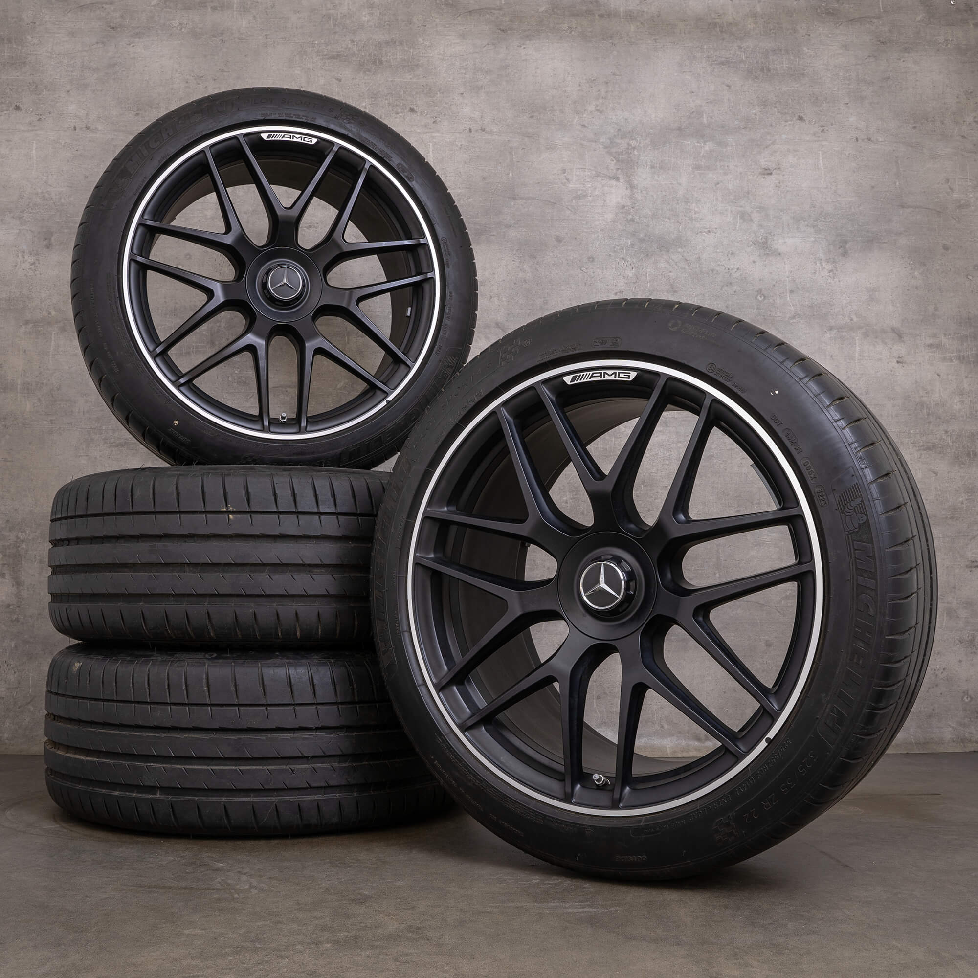 Originele Mercedes Benz GLE 53 63 AMG velgen 22 inch X167 C167 Hybrid zomerwielen A1674015601 A1674015701 zwarte velg glanzend gedraaid