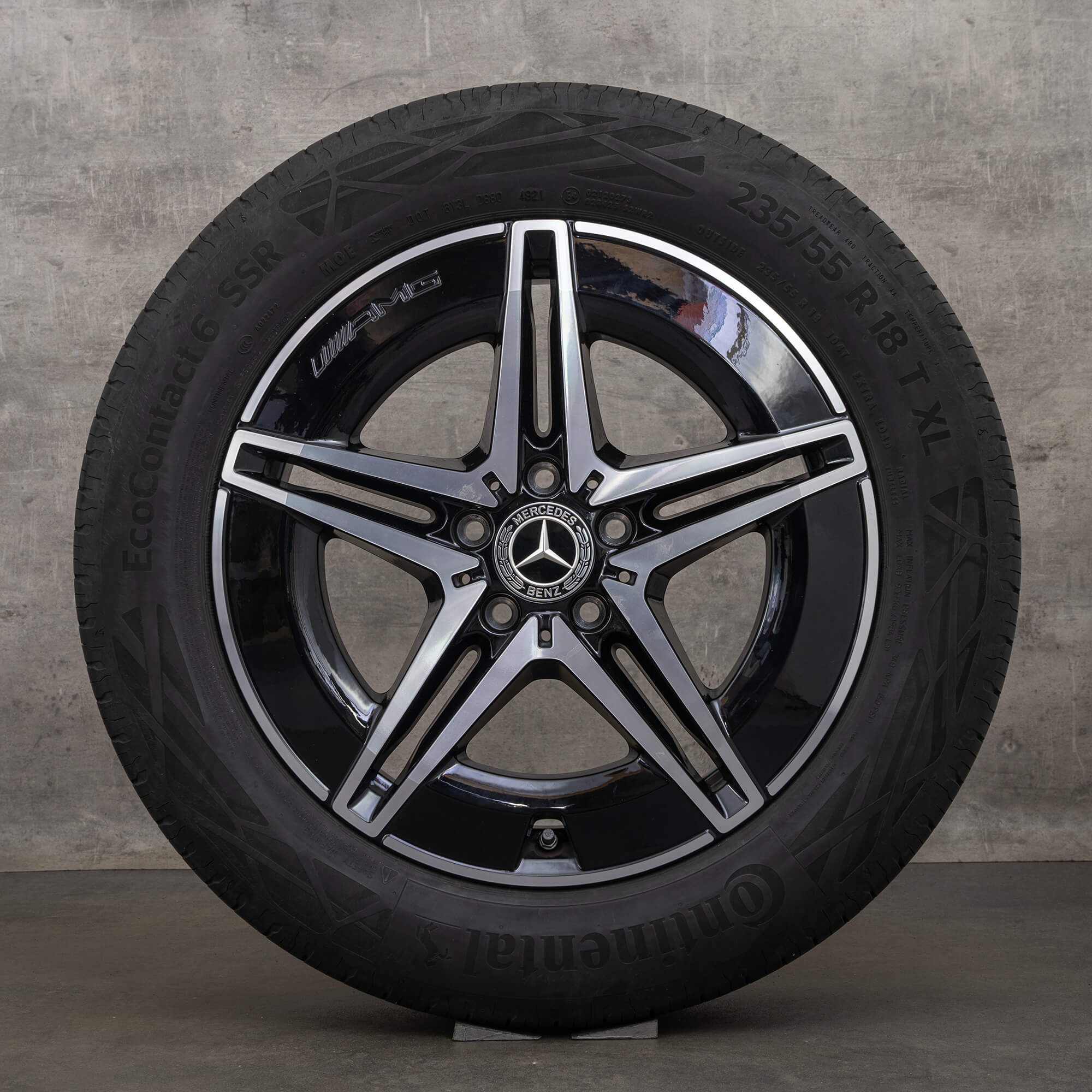 Original Mercedes Benz EQA EQB AMG Felgen 18 Zoll H243 X243 Sommerräder A2434011700 schwarz glanzgedreht