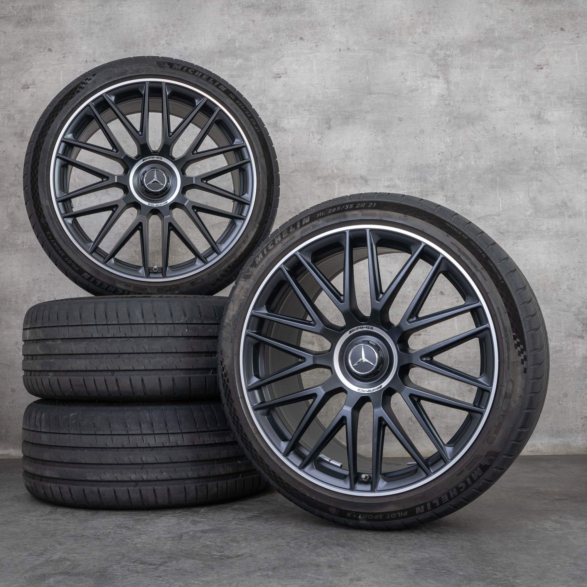 Original Mercedes Benz S-Klasse S 63 AMG E Performance Felgen 21 Zoll V223 Sommerräder A2234012300 A2234012400 schwarz matt glanzgedreht