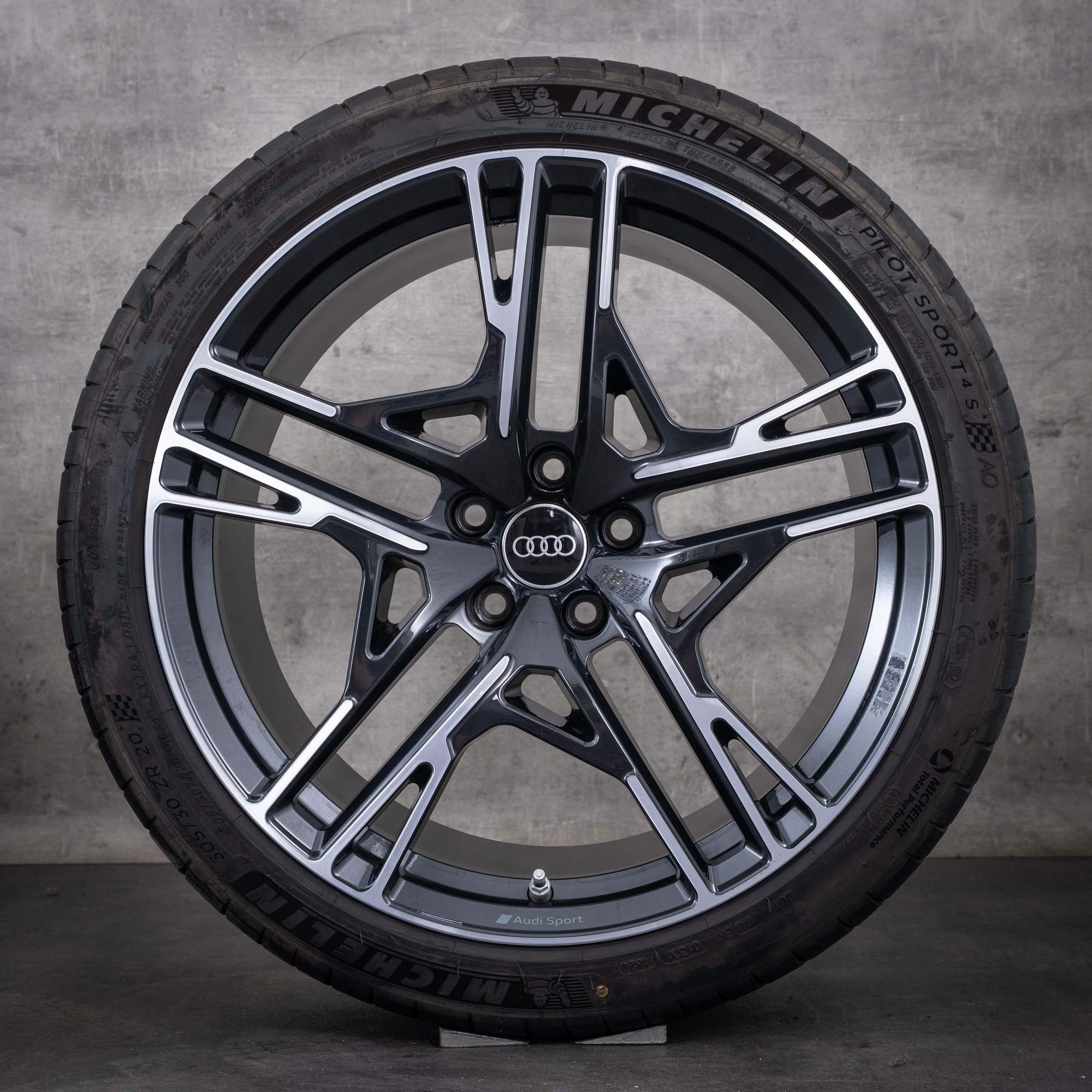 Original Audi R8 Felgen 20 Zoll Spyder 4S Sommerräder 4S0601025AF 4S0601025AJ granitgrau front polished