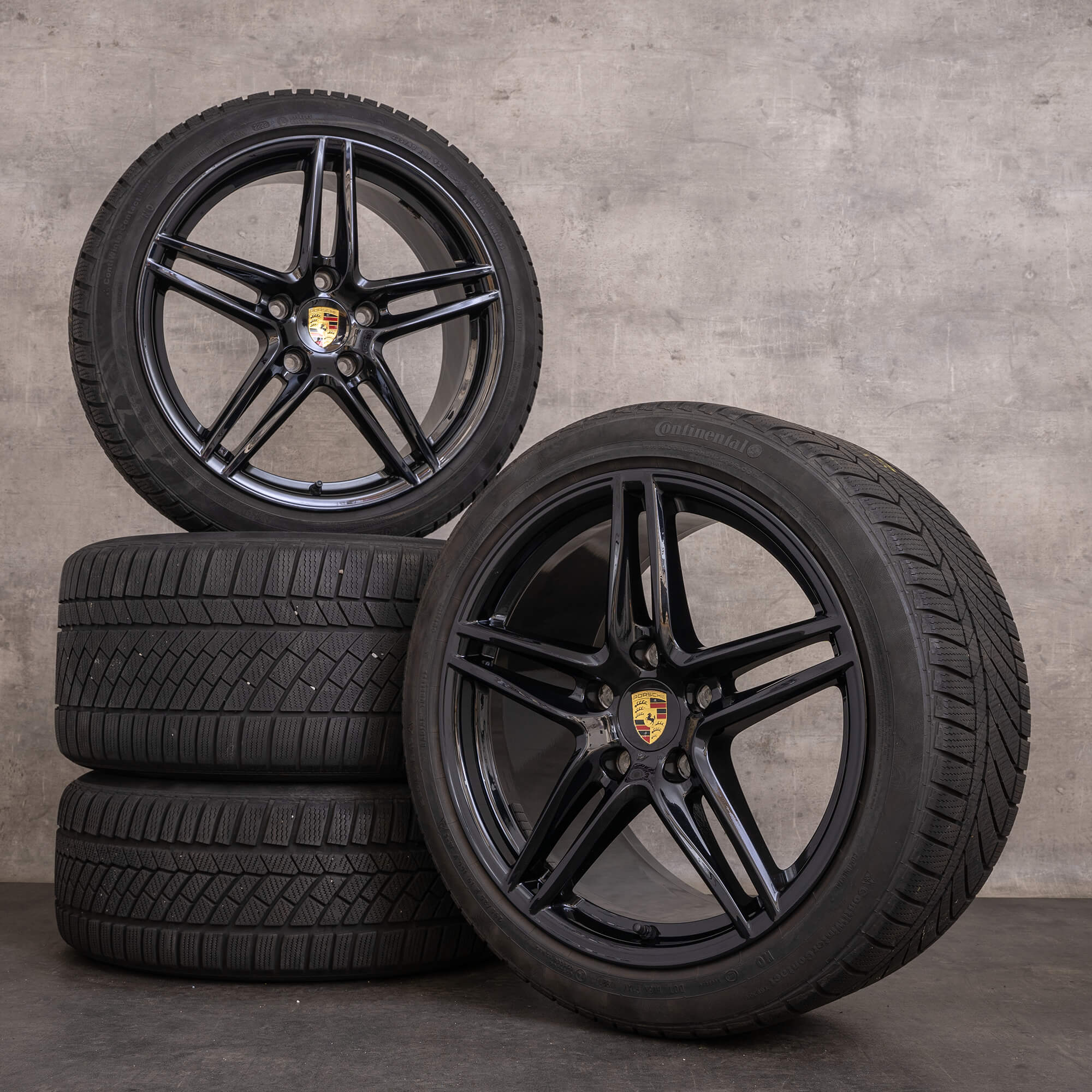 OEM Porsche 911 snow tire packages 19 inch 991 II Carrera C2 S rims 99136251000 99136256002 black glossy