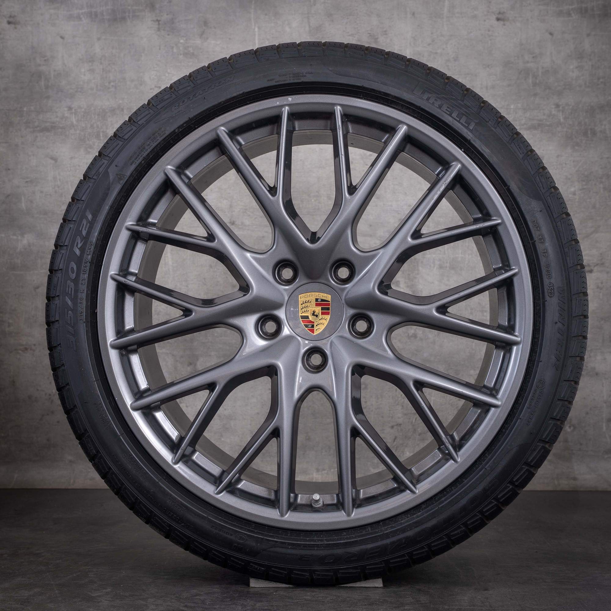 Originale Porsche Panamera vinterhjul 21 tommer 971 G2-felger 971601025D 971698025A titan blank - hjul 3 av 4