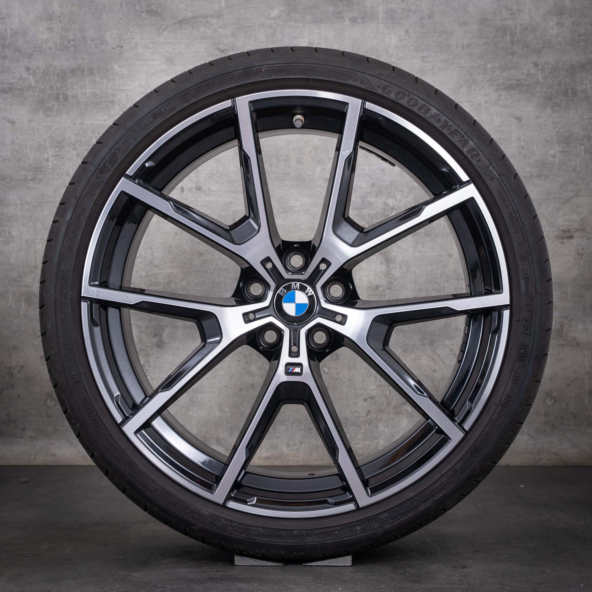 Jante originale BMW Seria 8 de 20 inch G14 G15 G16 anvelope de vară stil 728 M 8072023 8072024 negre diamantate