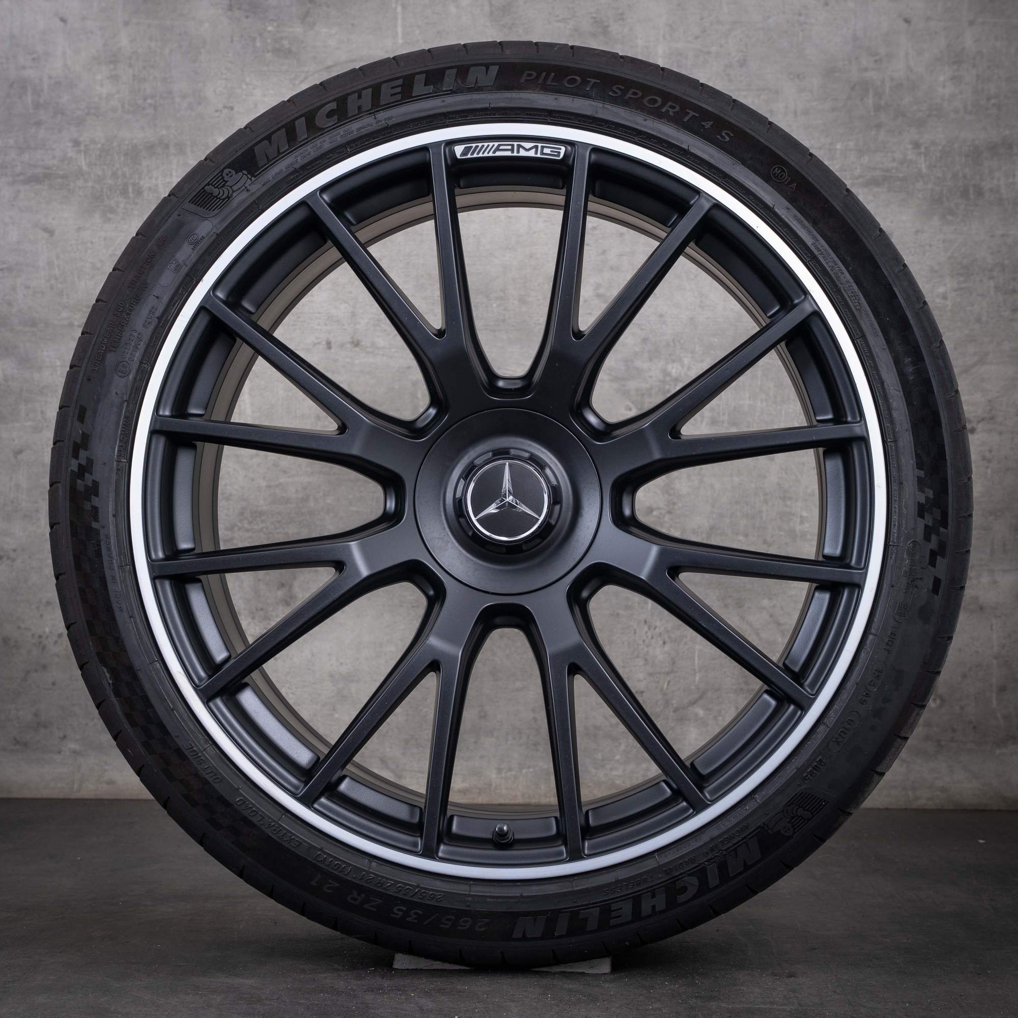 Original Mercedes Benz E-Klasse E53 Hybrid AMG Felgen 21 Zoll W214 S214 Sommerräder A2144011300 A2144011400 schwarz matt glanzgedreht