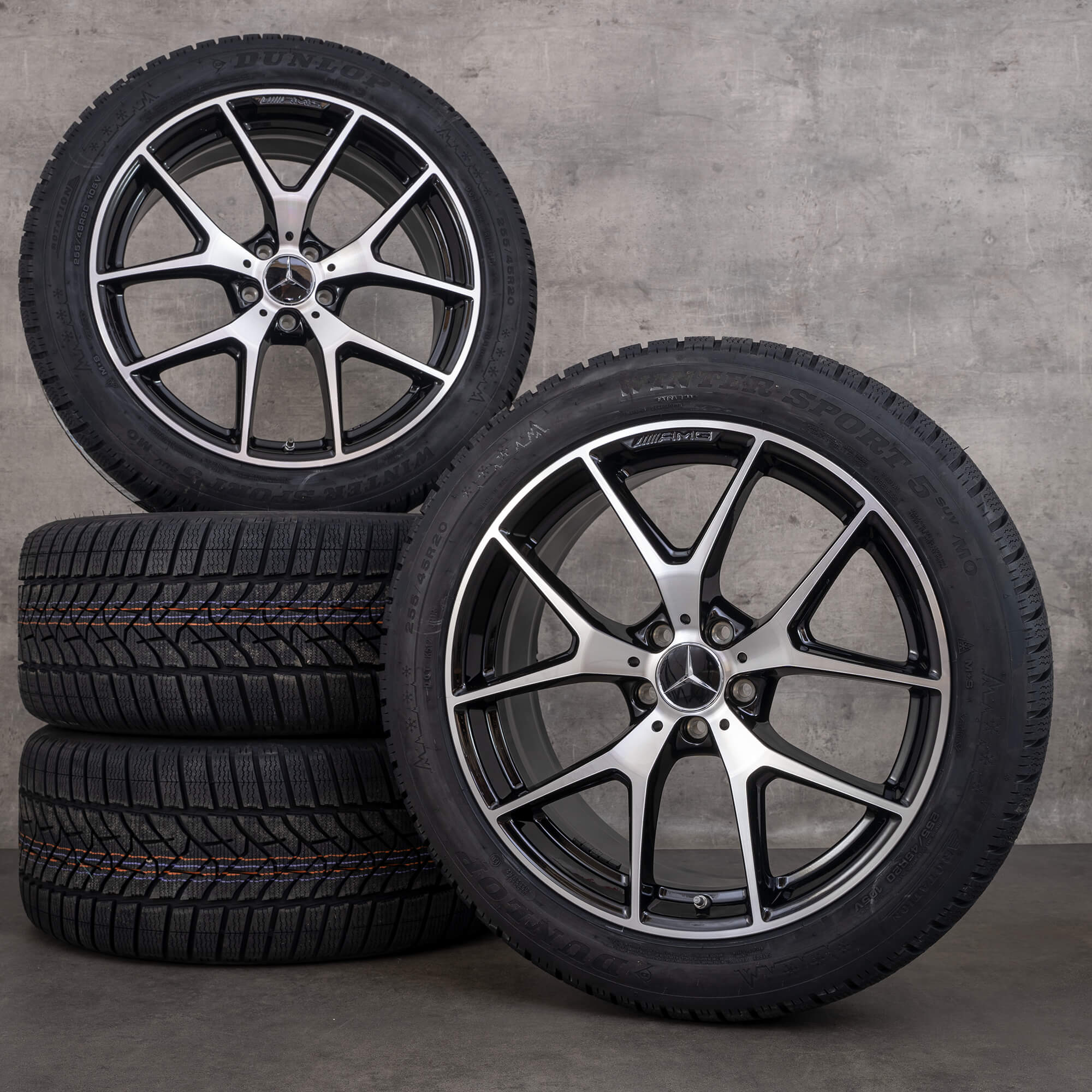 Originale Mercedes Benz GLC & 43 AMG vinterdæk med fælge 20 tommer X253 C253 A2534015500 A2534015600 sort blank drejet