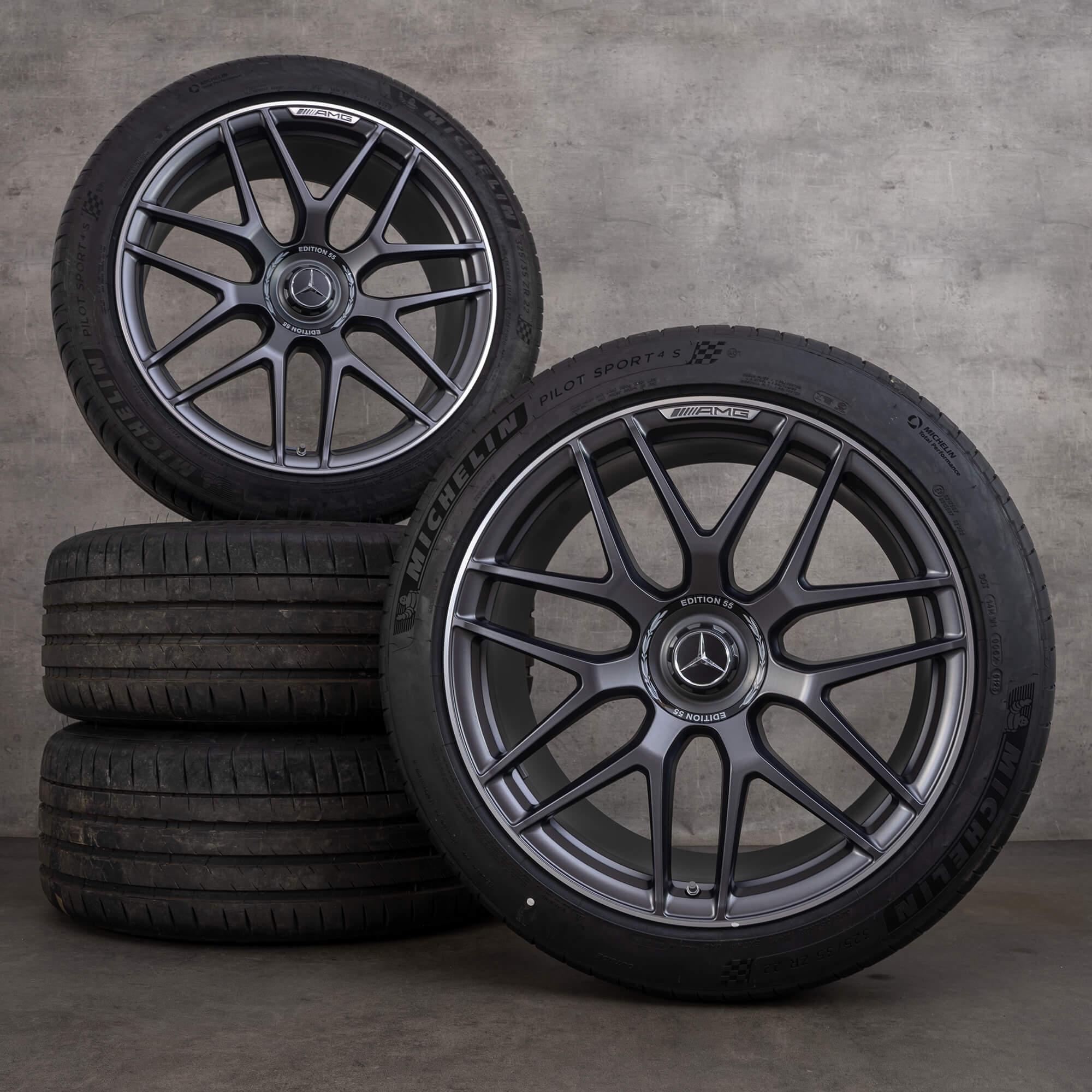 Originali Mercedes Benz GLE 53 63 AMG 4Matic+ Cerchi con gomme invernali 22 pollici X167 C167 Hybrid A1674014400 A1674014500 titanio opaco lucido tornito