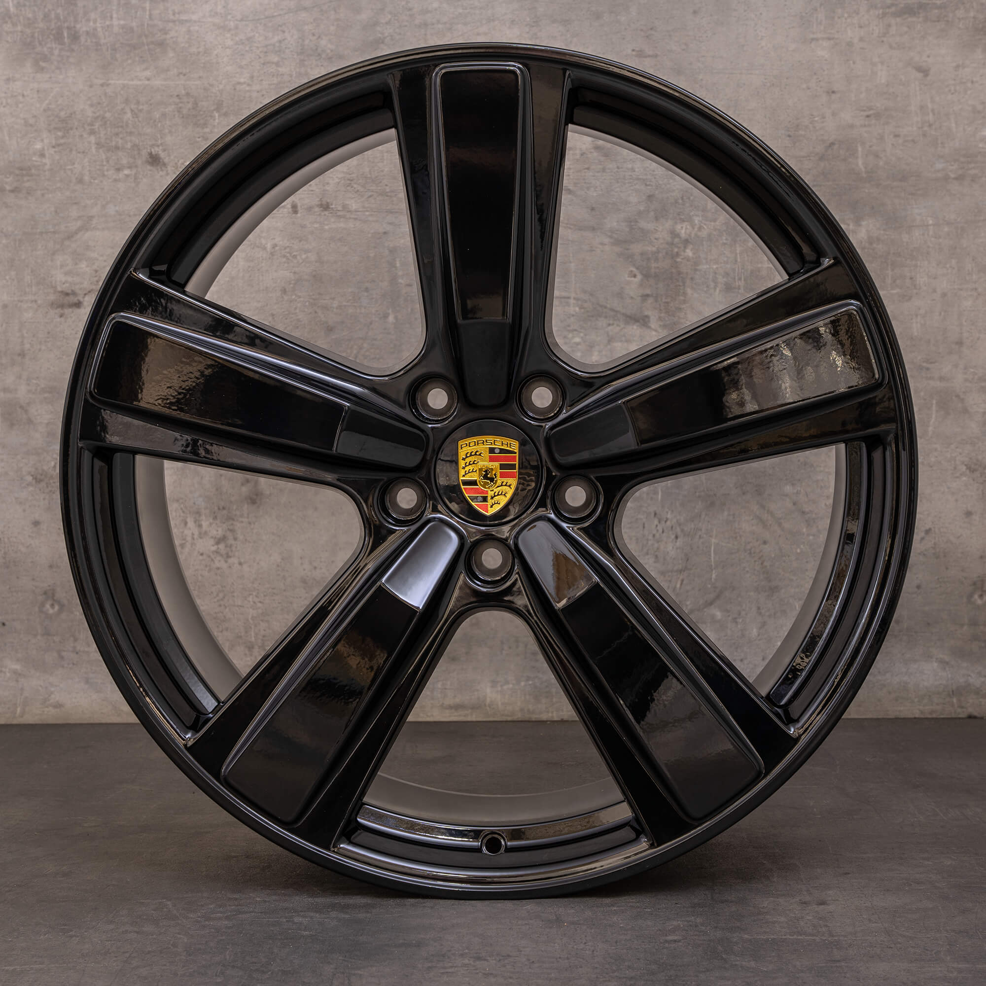 Oryginalne felgi Porsche Cayenne 9YA II 22 cale 9Y0601025EA 9Y0601025EB czarne błyszczące