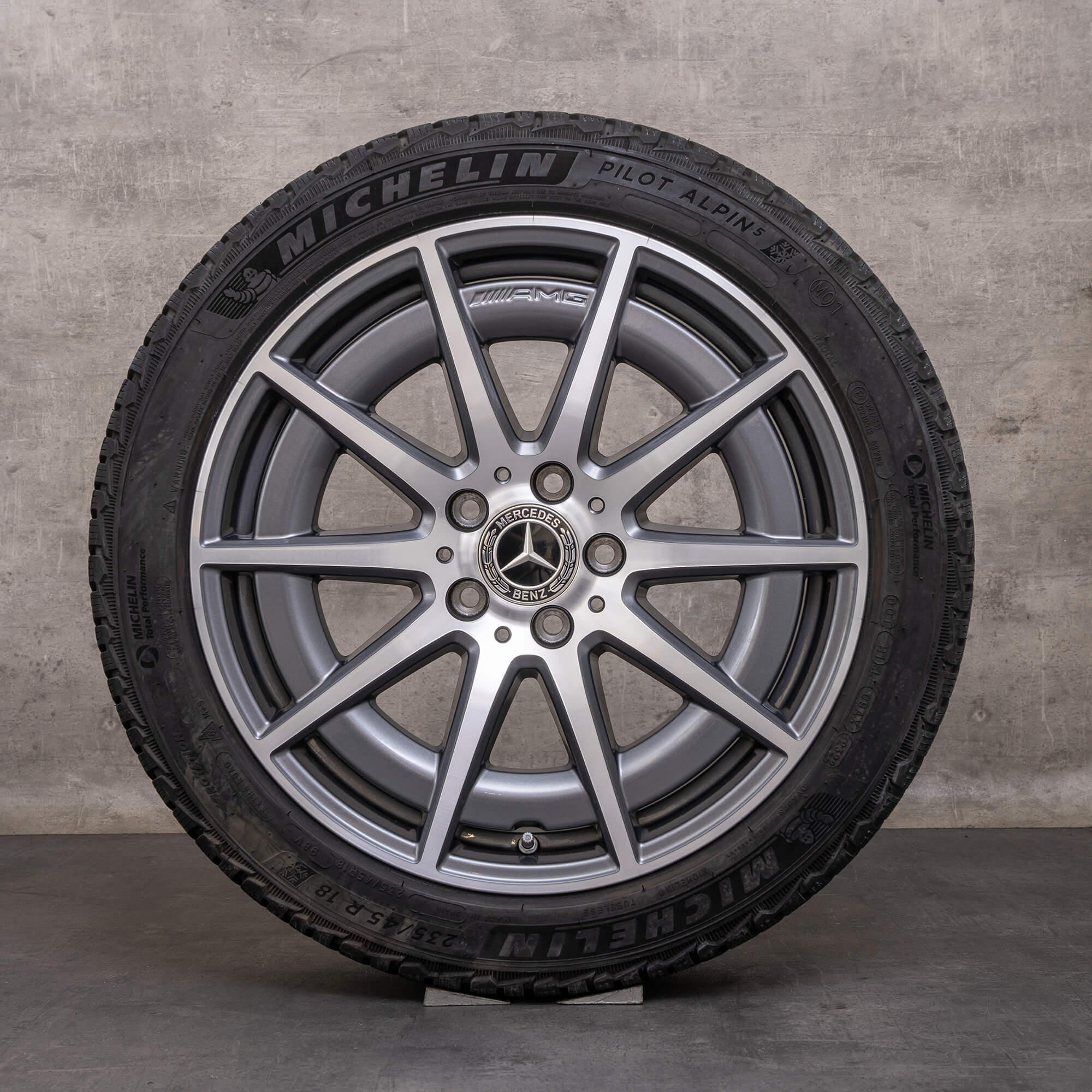 Oryginał Mercedes Benz Klasa C C43 AMG opony zimowe 18 cali W206 S206 Felgi A2064012100 himalaya szary Polerowane