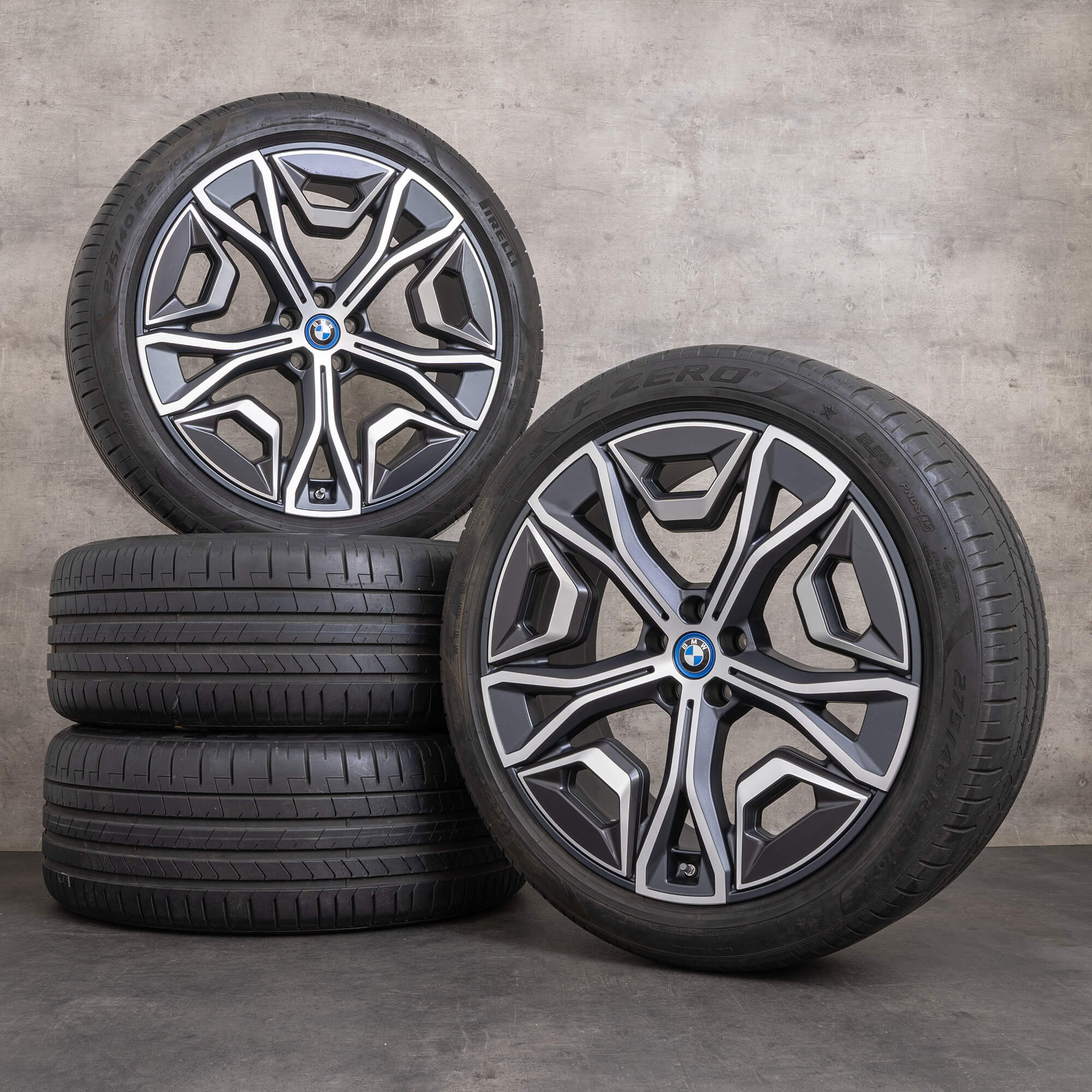 Originele BMW iX velgen 22 inch i20 Sommerrder Styling 1021 5A02659 bicolor frozen midnight glossy gedraaid