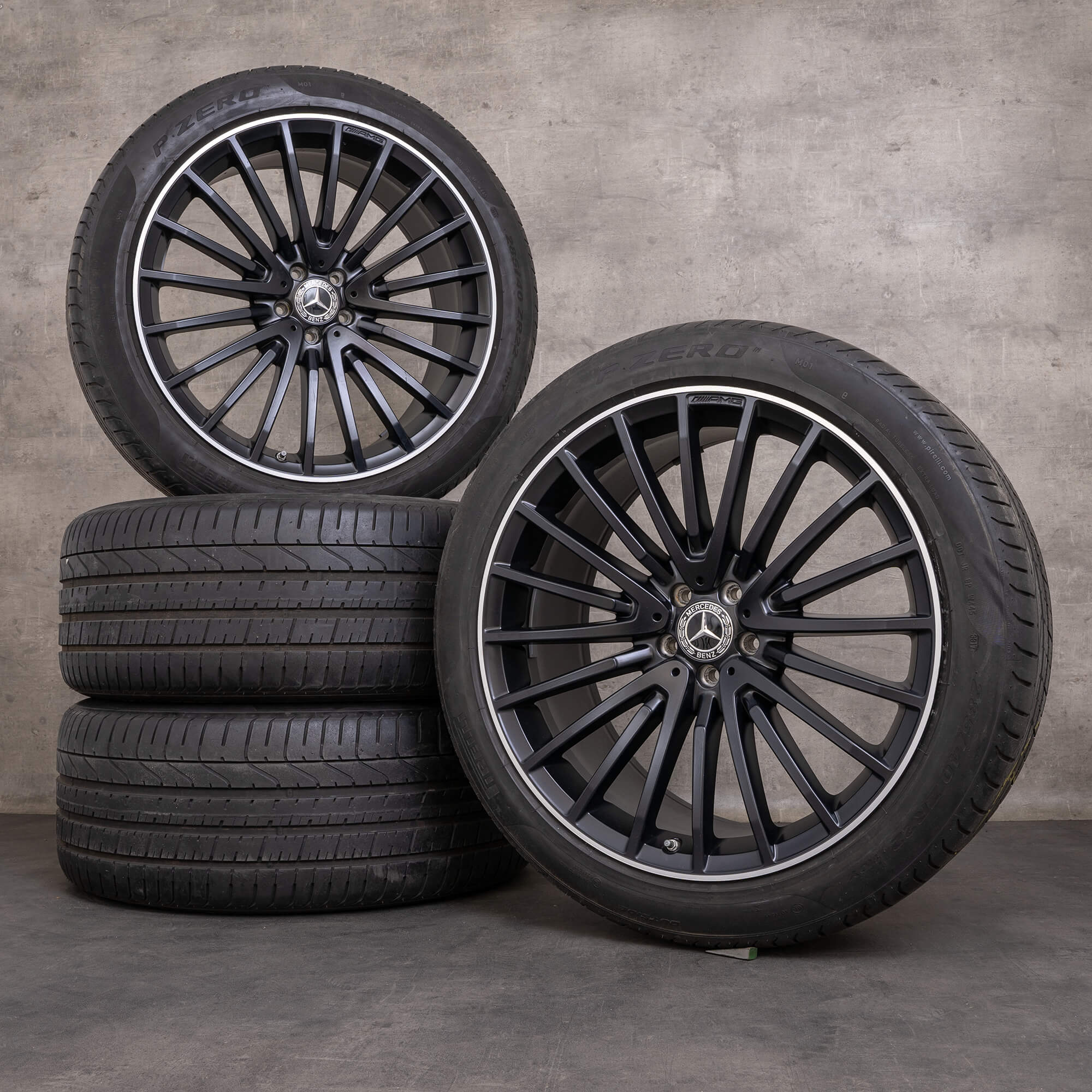 Originale Mercedes Benz GLS 63 AMG hjul 22 tommer X166 sommerhjul A1664013300 sort satin finish