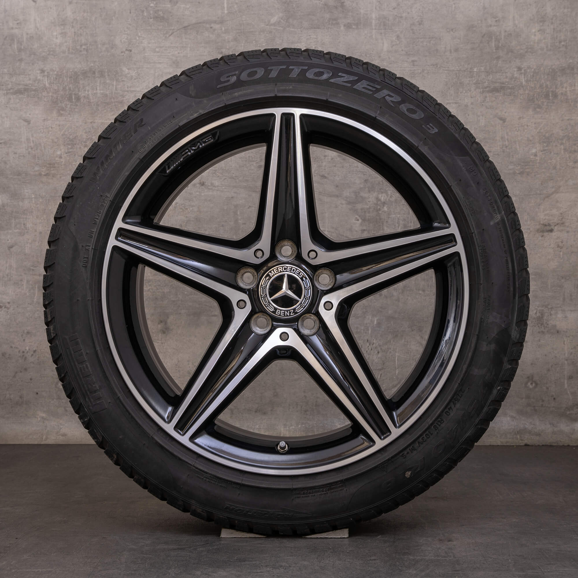 Original Mercedes Benz E-Klasse AMG Winterräder 18 Zoll W213 S213 A238 C238 E300 Felgen A2134011800 A2134011900 schwarz glanzgedreht