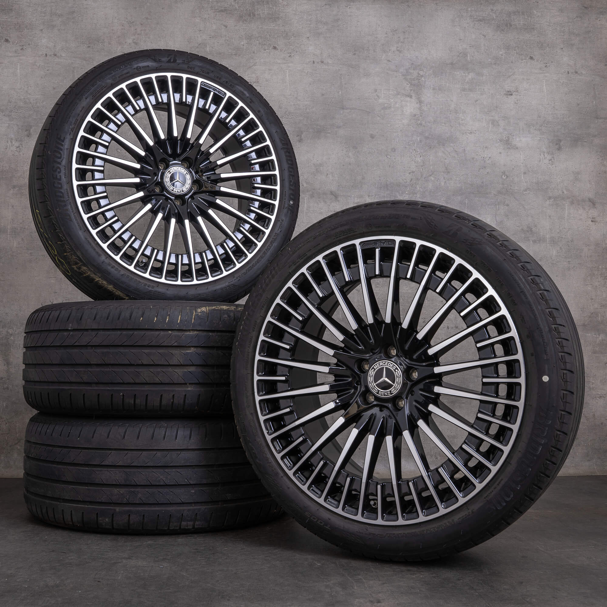Orijinal AMG Mercedes Benz EQS 53 yaz jant lastik 21 inç SUV V297 jantlar A2974011500 siyah parlak tornalanmış