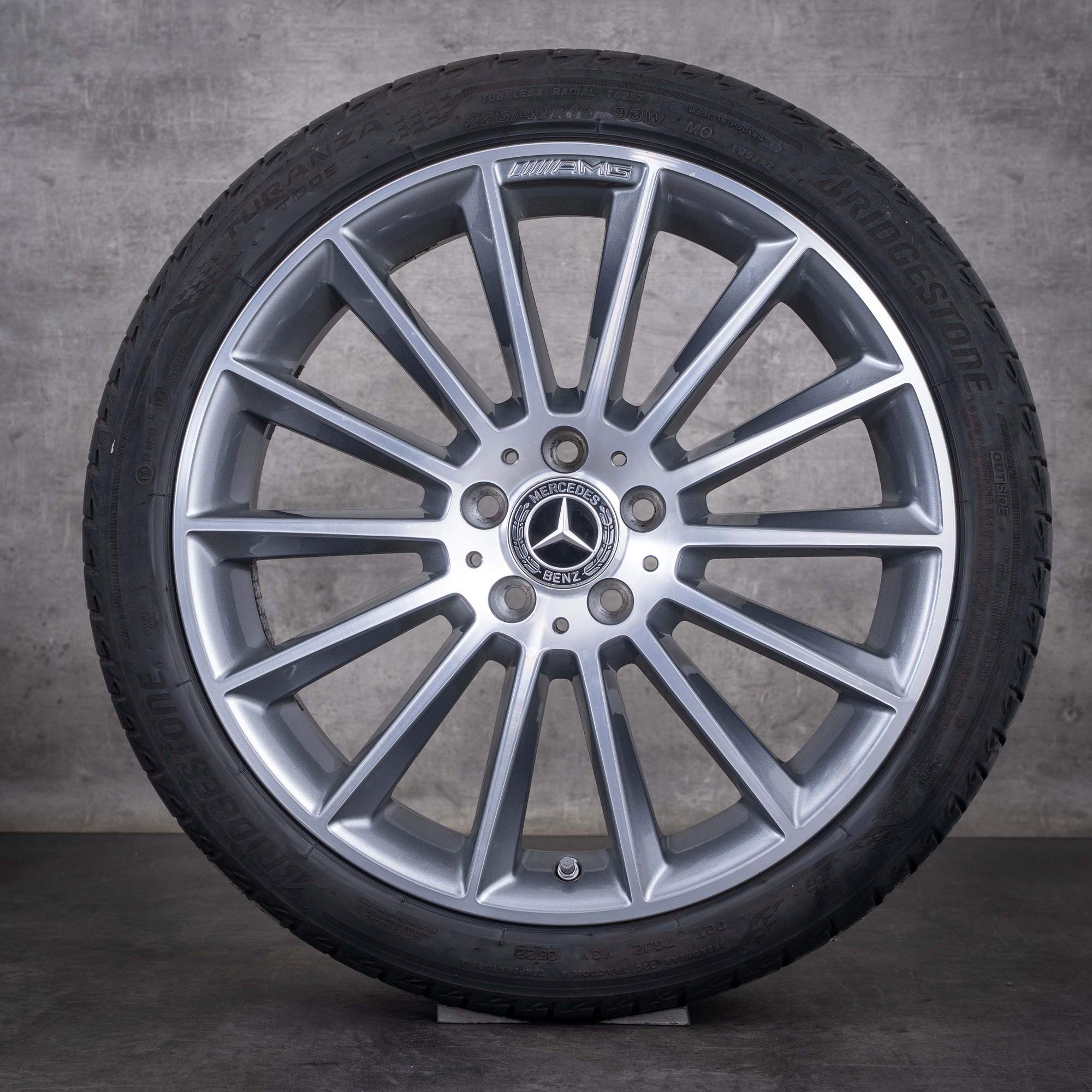 Jante originale Mercedes-Benz Clasa A B Klasse CLA de 19 inci W177 V177 W247 C118 X118 anvelope de vară A1774011600 culoare „Himalaya Grey” diamantate