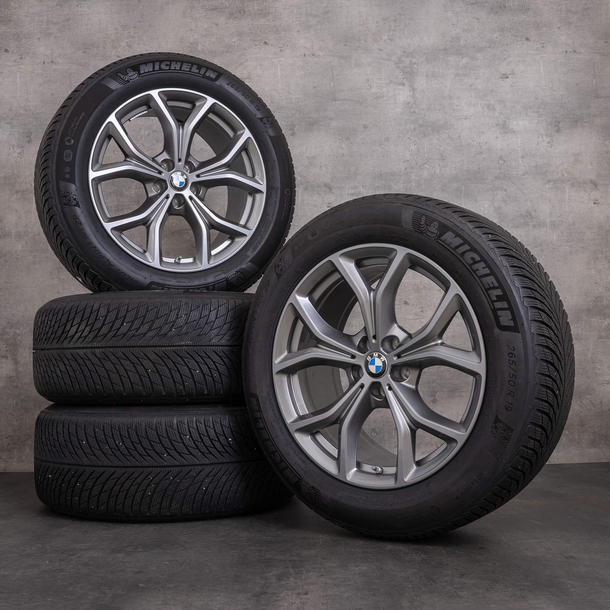 Originais BMW X5 X6 jantes e pneus inverno 19 polegadas G05 G06 styling 735 6883752 ferric grey