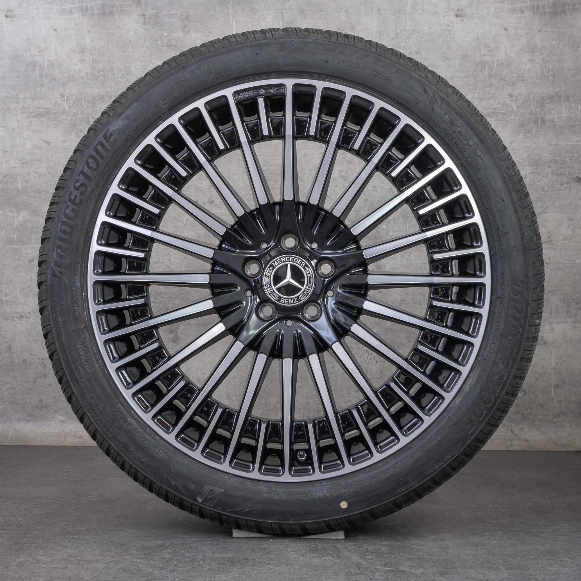 Originale AMG Mercedes Benz EQS 53 vinterdæk 21 tommer SUV V297 fælge A2974011500 sort poleret