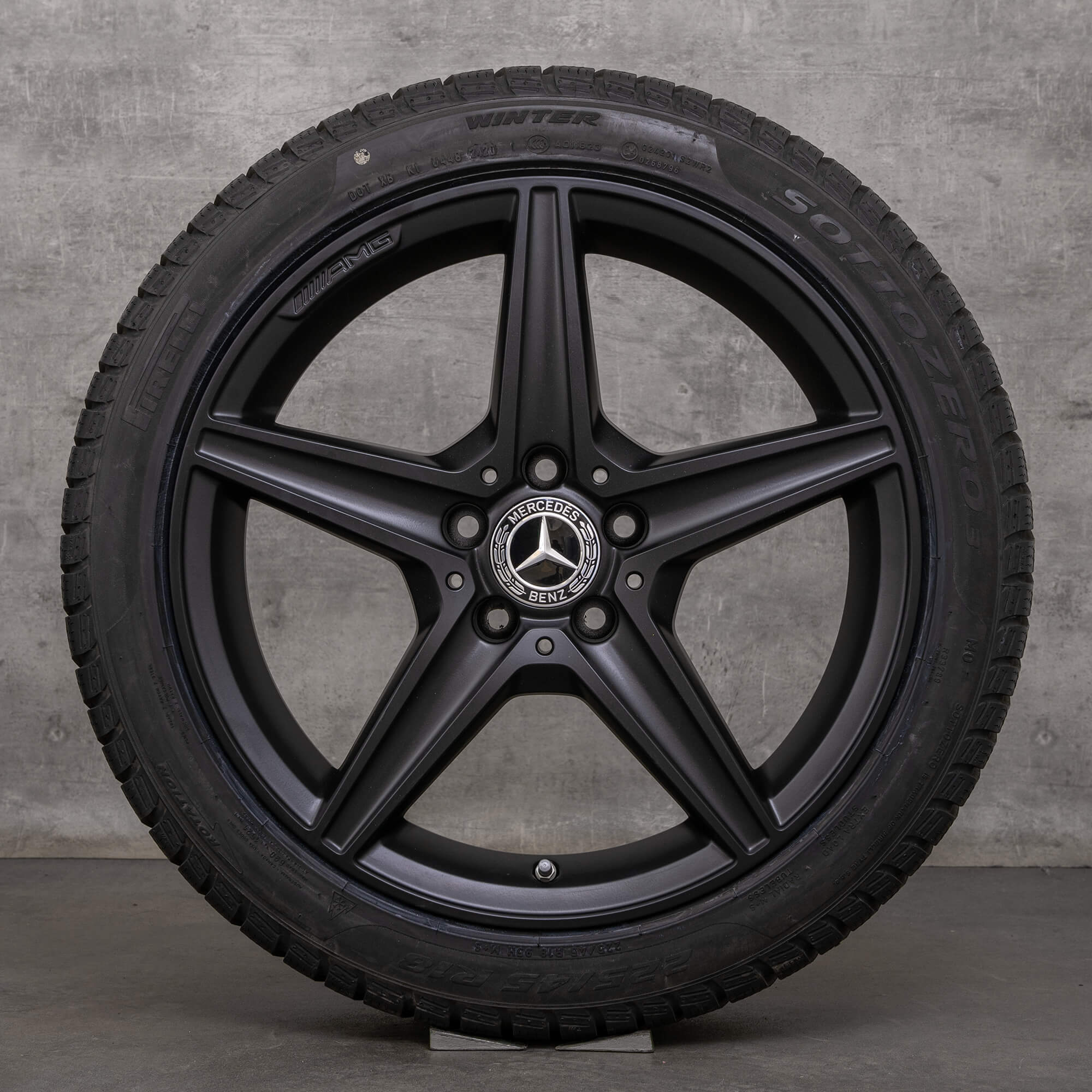 Original Mercedes Benz Clase C AMG neumáticos de invierno 18 pulgadas W205 S205 C205 A205 llantas A2054011100 negro mate