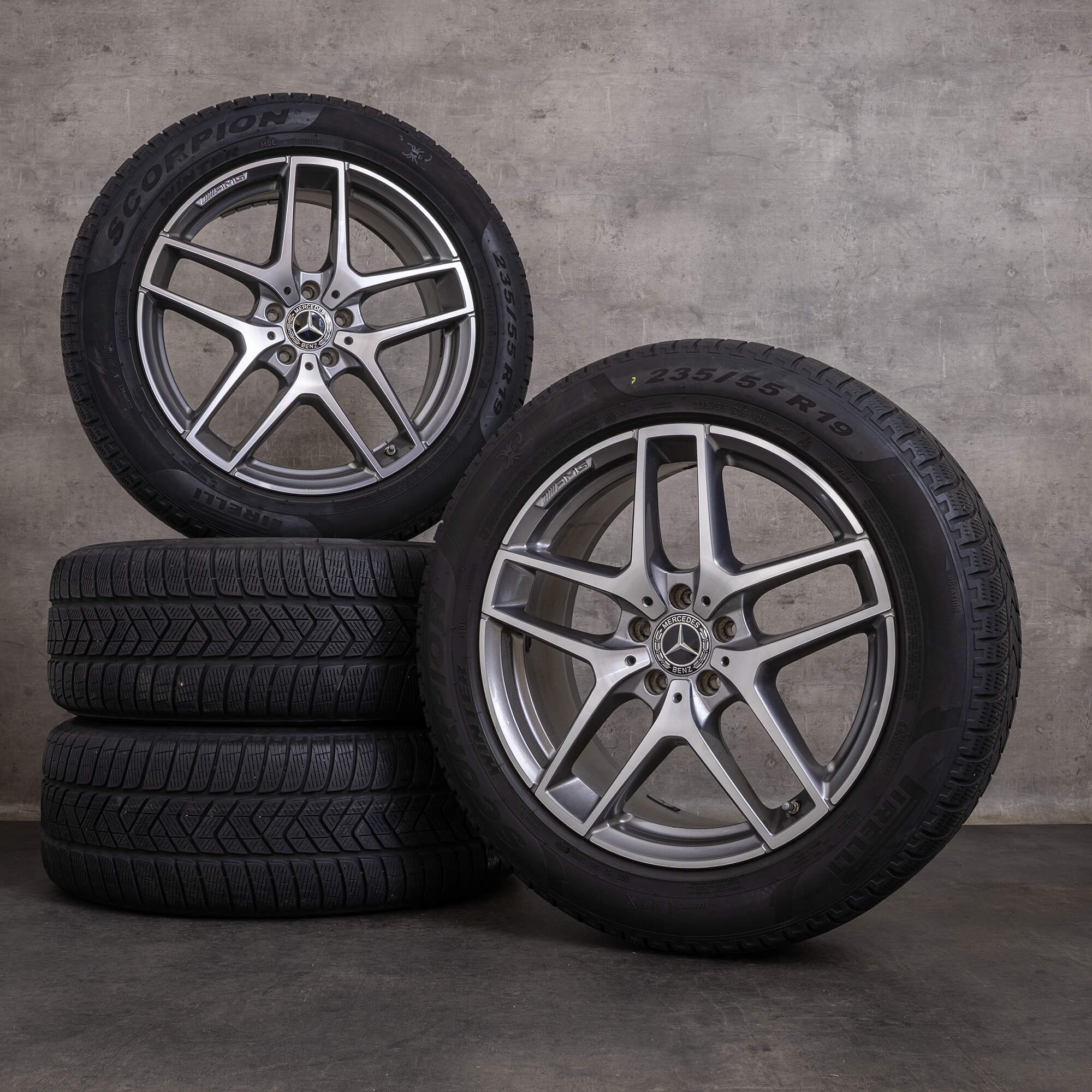 Alkuperäiset Mercedes Benz GLC & 43 AMG talvirenkaat 19 tuuman C253 X253 vanteet A2534011800 himalajanharmaa kiillotettu