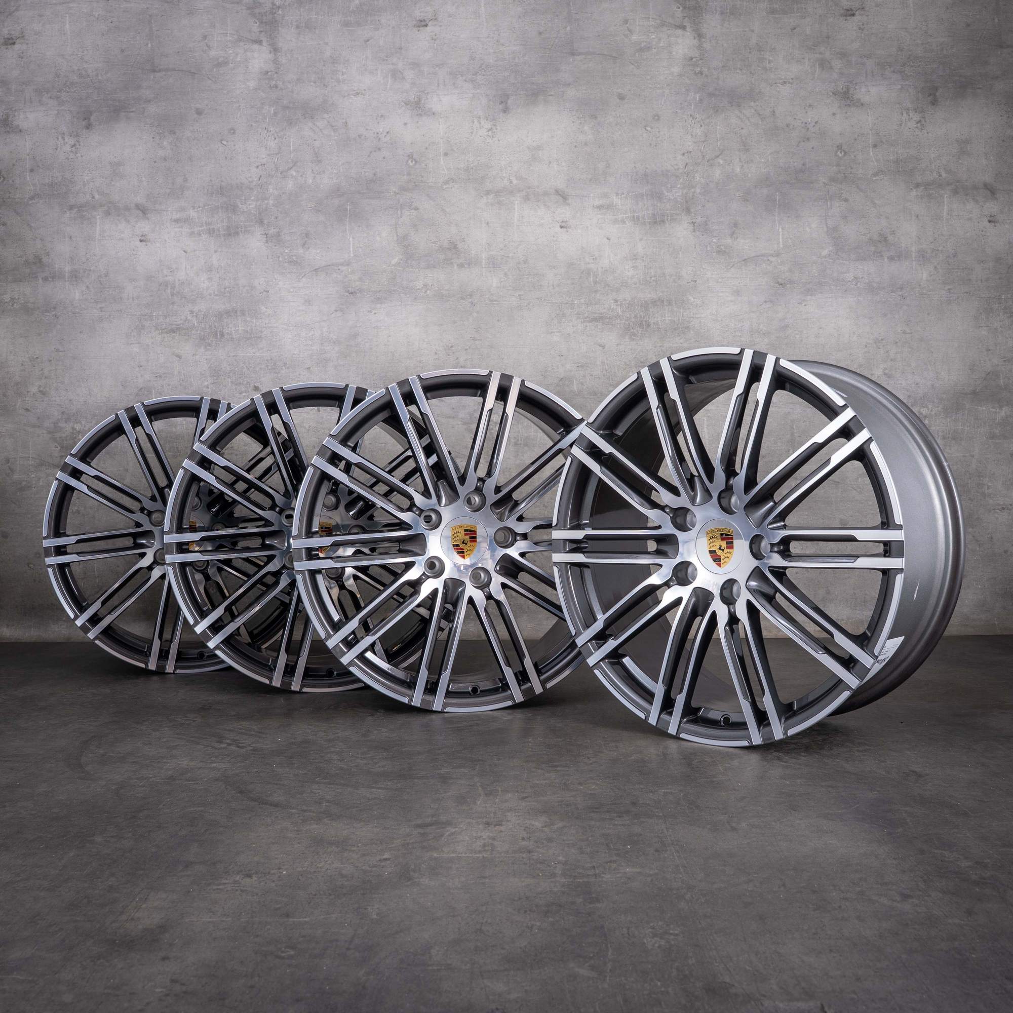 Jantes d'origine Porsche 992 I II 20 pouces Turbo S 99136216106 99136216609 Turbo III titane face avant diamantée NEUVES