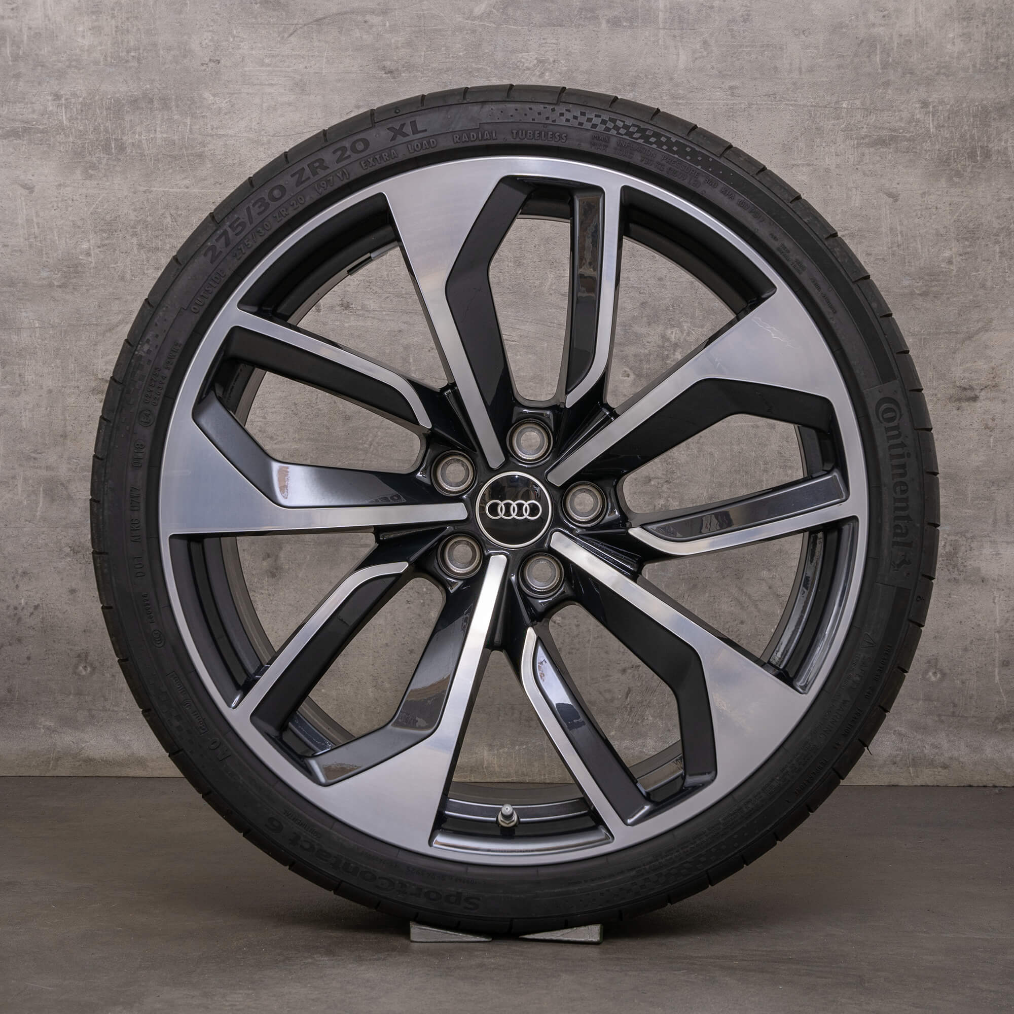 OEM Audi RS4 RS5 rims 20 inch 8W B9 summer tires Edge 8W0601025DB black glossy turned