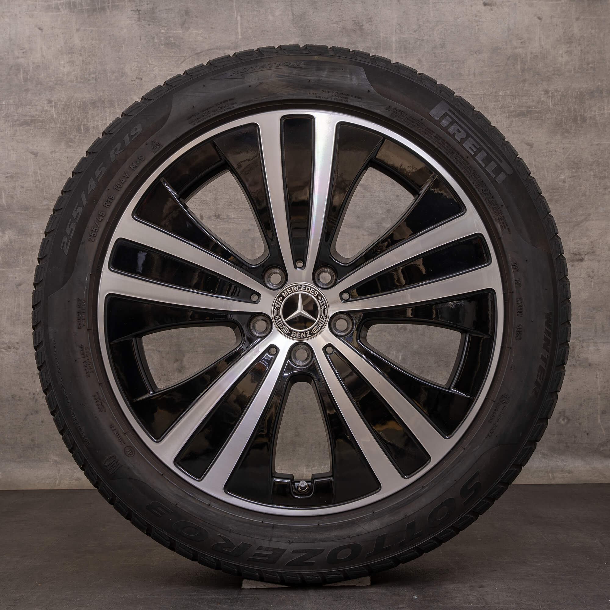 Alkuperäiset Mercedes Benz EQE vanteet 19 tuuman V295 kesäpyörät A2954011200 musta kiillotettu sorvattu