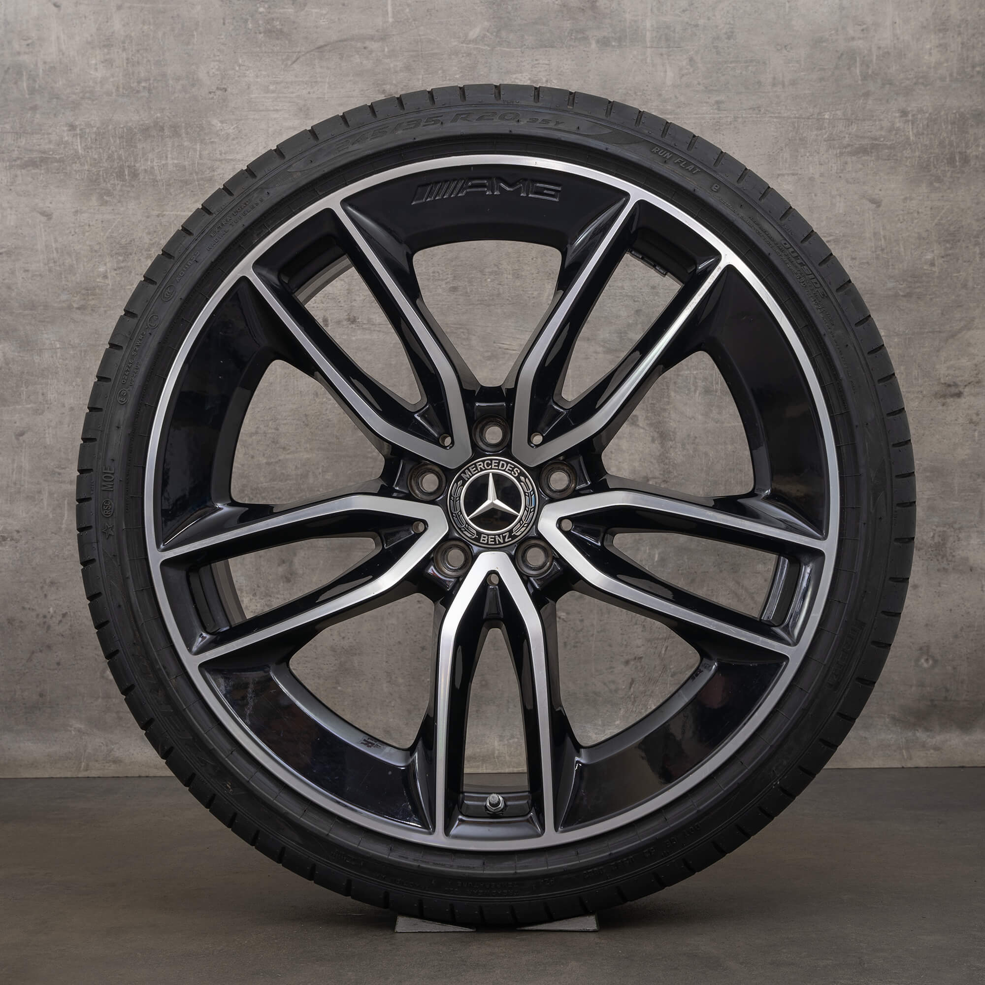 Original AMG Mercedes CLS 53 C257 20 Zoll Felgen Sommerreifen A2574013100 A2574012200 schwarz glanzgedreht