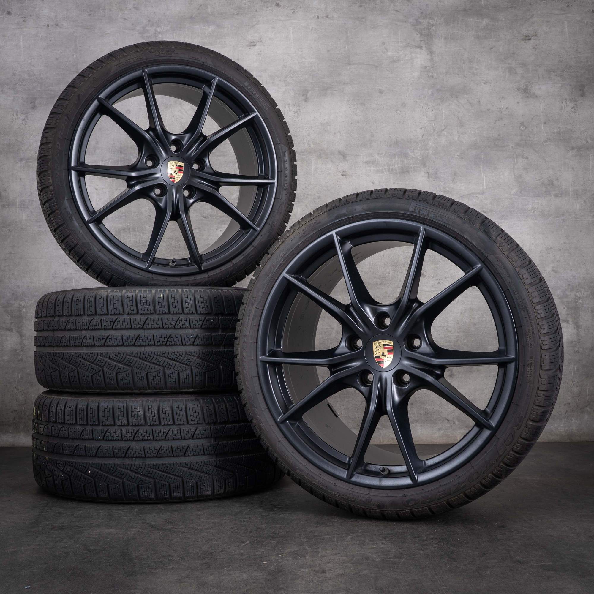 Oryginalne koła zimowe do Porsche 991 II felgi 20 cali nr kat. 99136271000 99136276002 matowa czerń