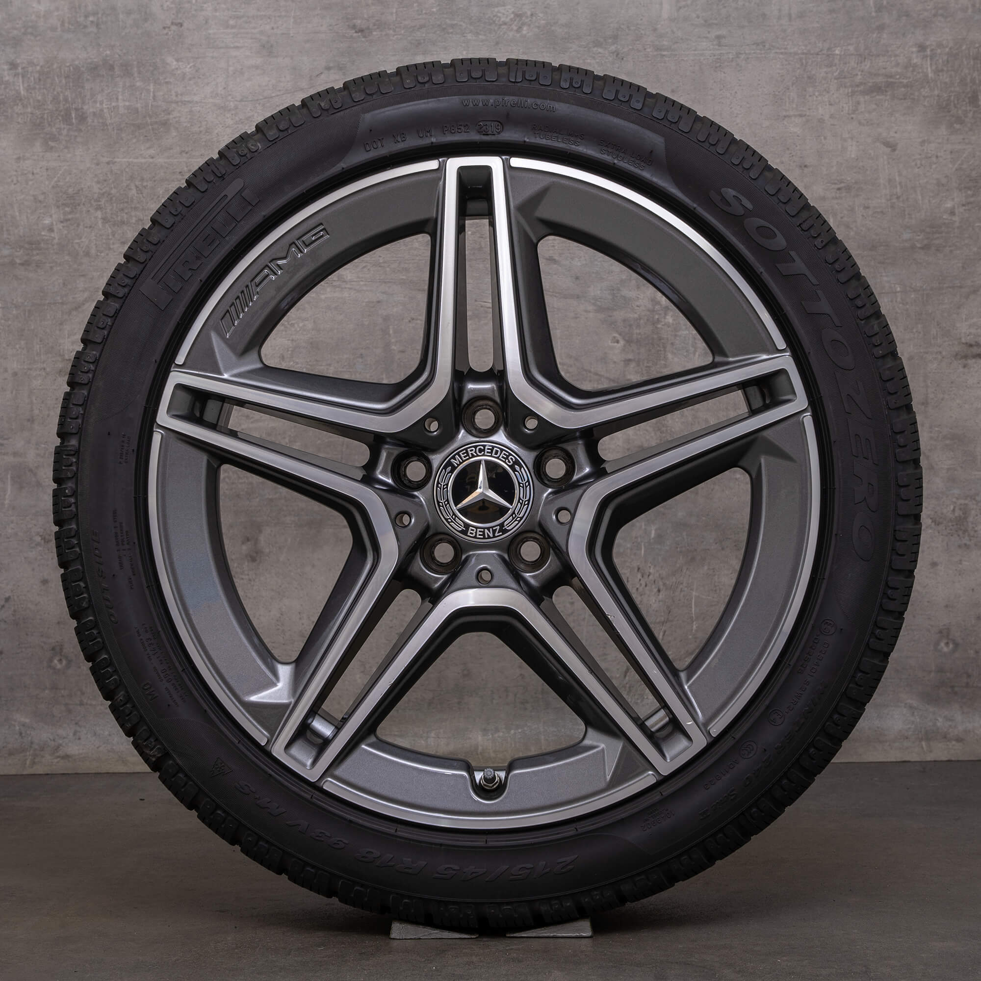 Oryginał Mercedes Benz Klasa A A35 AMG opony zimowe 18 cali W177 V177 felgi A1774013800 himalaya szary Polerowane