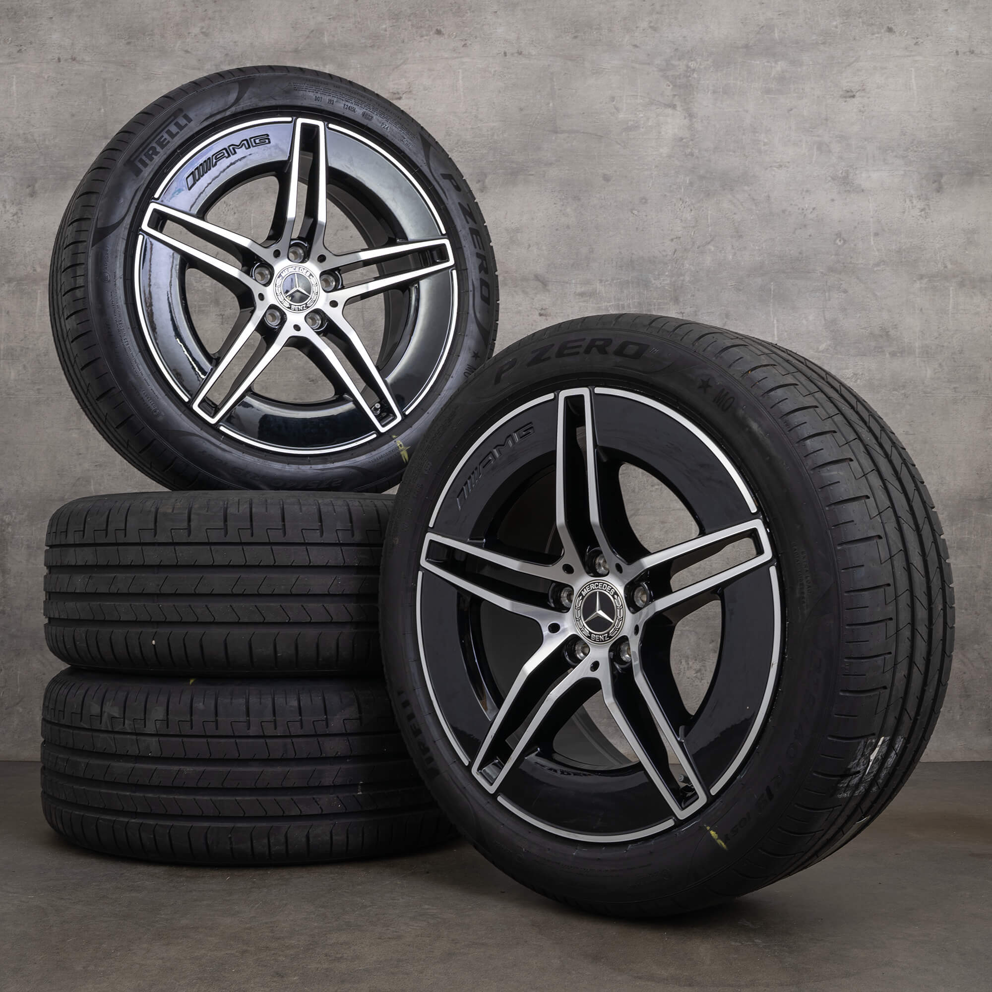 Originele Mercedes Benz E-Klasse AMG velgen 19 inch W214 S214 zomerwielen DOT 23 A2144010300 A2144010400 zwart hoogglans