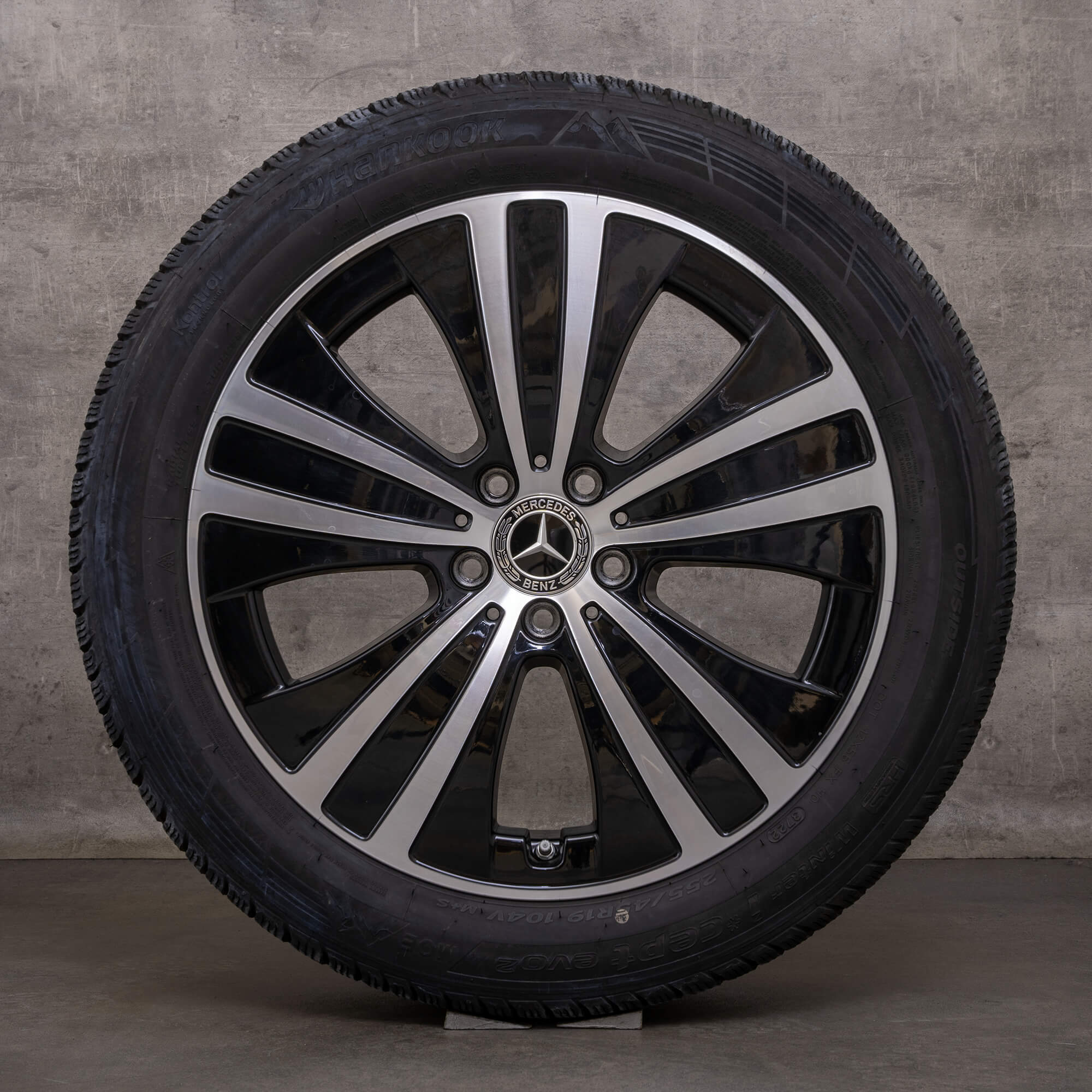 Orijinal Mercedes Benz EQE kış jantları 19 inç V295 jantlar A2954011200 siyah parlak tornalanmış