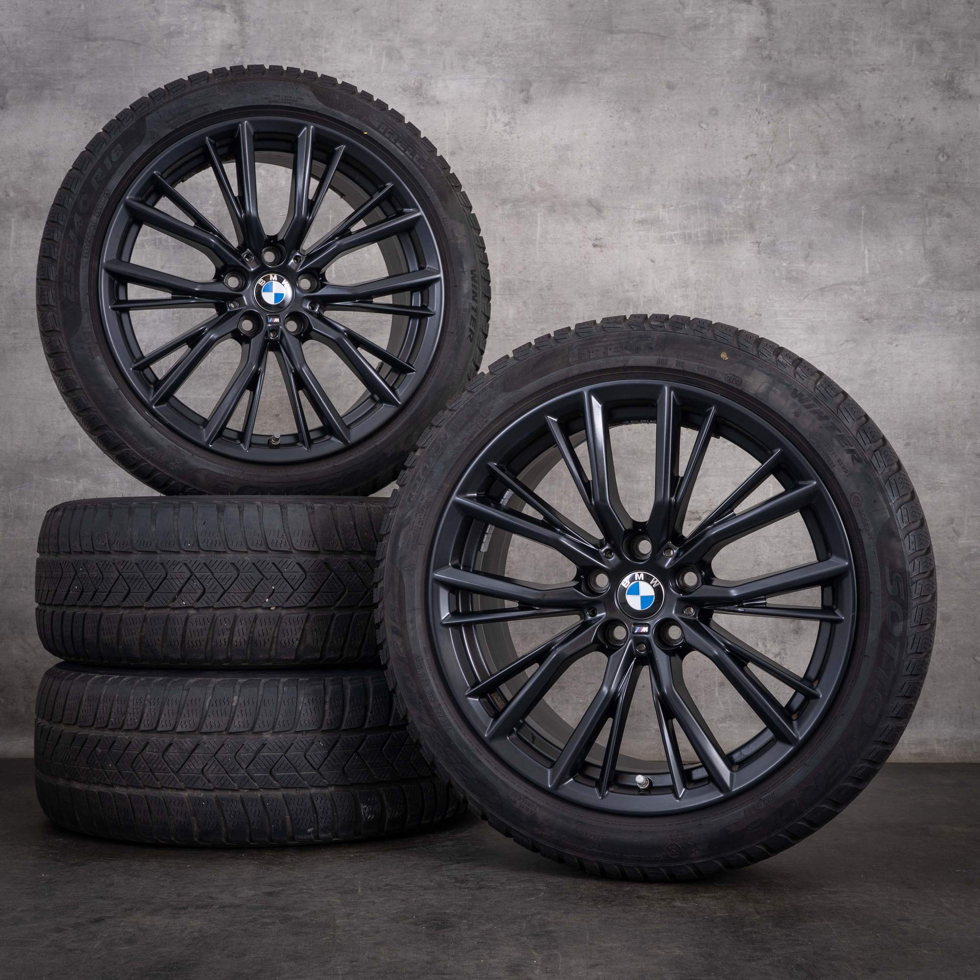 Original BMW 2er 3er 4er Winterräder 18 Zoll G42 G20 G21 G22 G23 Felgen Styling 796 M 6885305 6885306 jet black matt