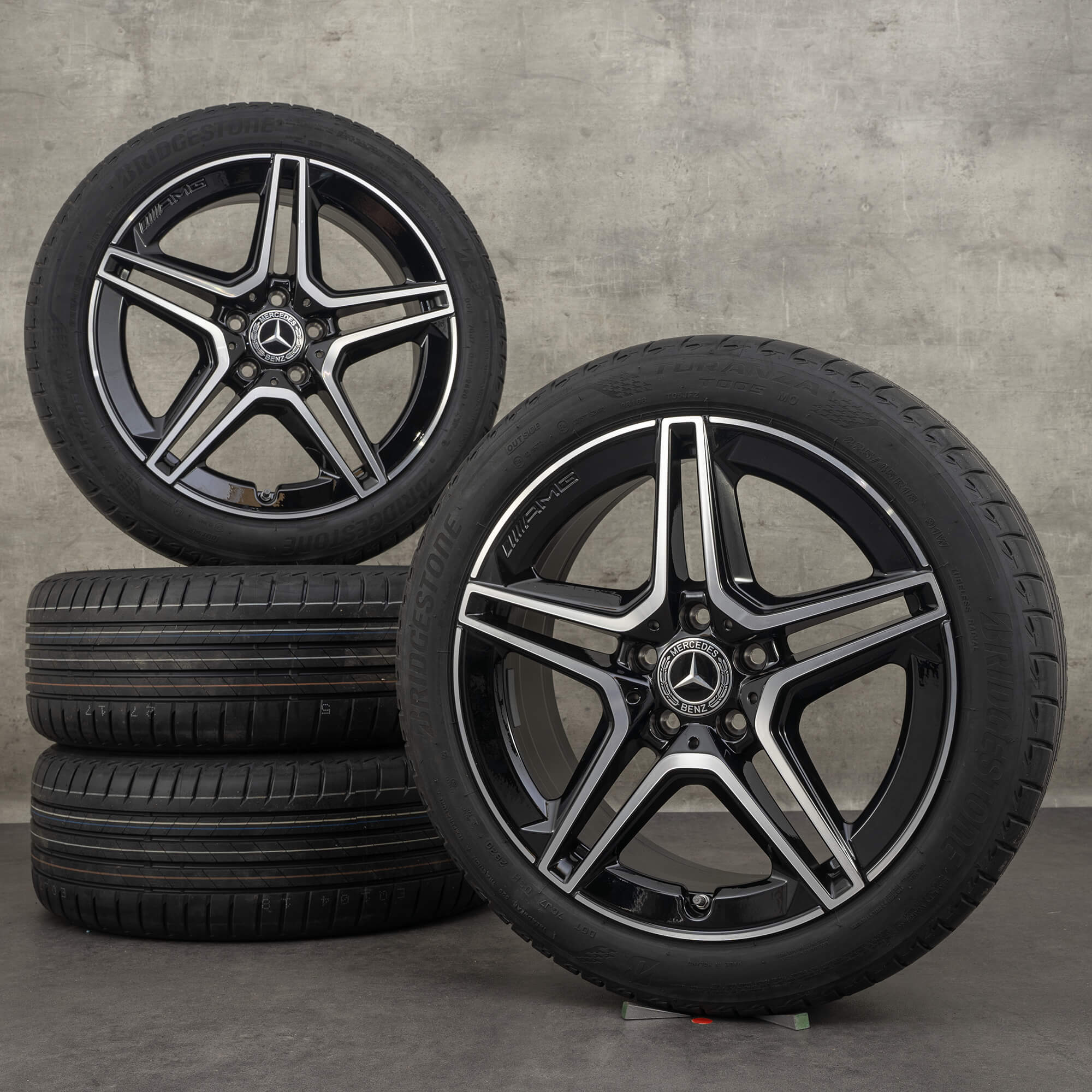Oryginał Mercedes Benz Klasa A A35 AMG felgi 18 cali W177 V177 koła letnie A1774014000 himalaya szary polerowane NOWOŚĆ